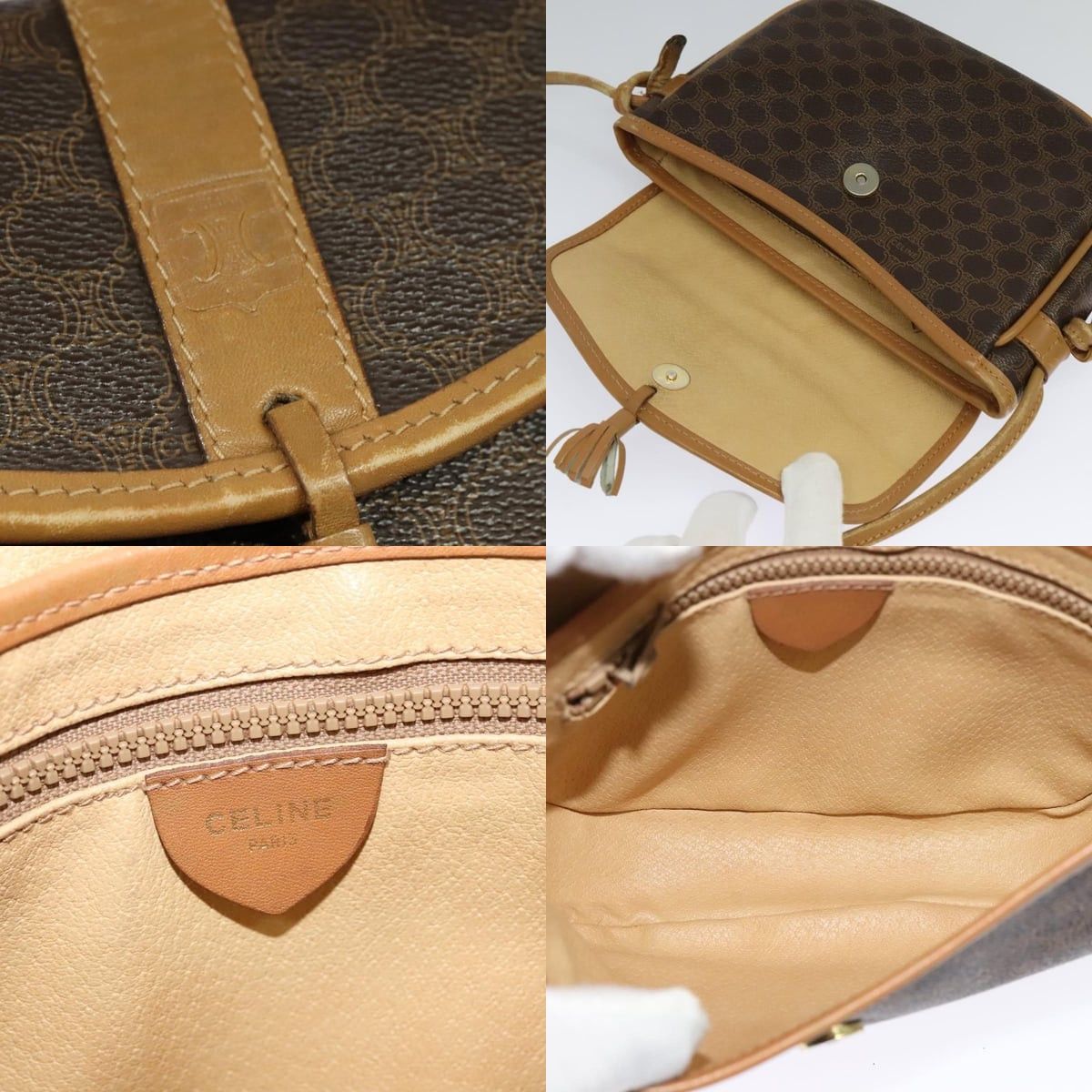 Celine CELINE Macadam Canvas Shoulder Bag Pvc Leather Brown Gold Size ONE SIZE - 11 Thumbnail