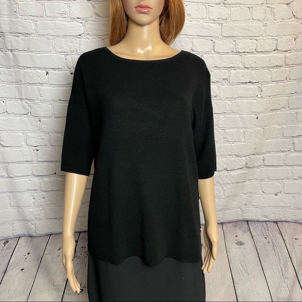 Chicos Chico's Side-Button Nicolette Pullover Black Knit Size 2 US Size L / US 10 / IT 46 - 3 Thumbnail