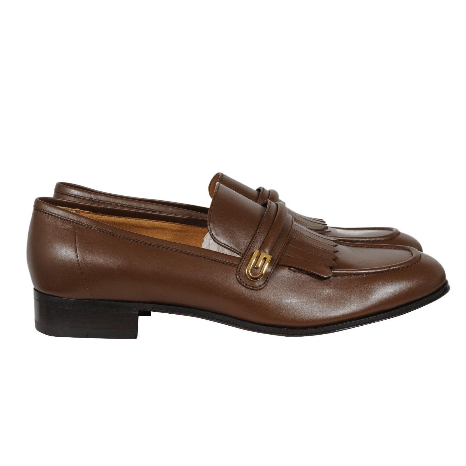 Gucci Mirrored G Fringe Loafers Brown Leather - 02448 Size US 12.5 / EU 45-46 - 9 Thumbnail