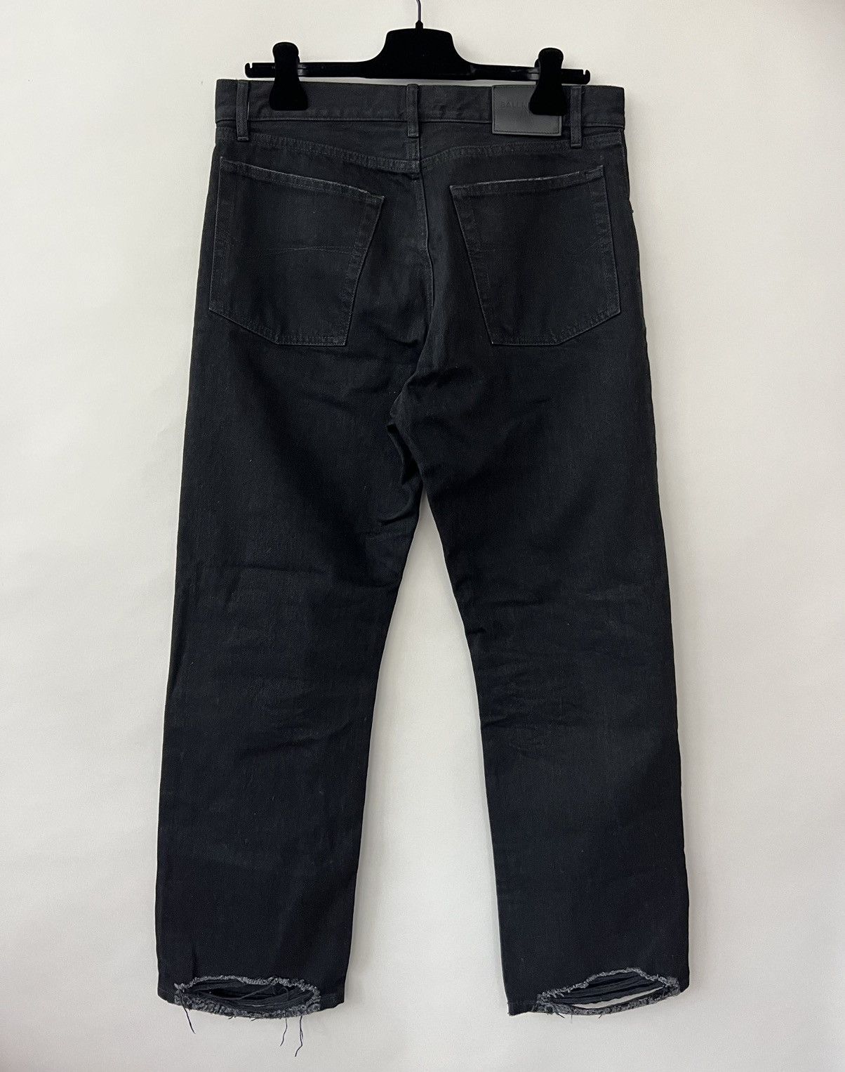 image of Balenciaga Lost Tape Raw-Cut Slim Fit Jeans in Black, Men's (Size 32)