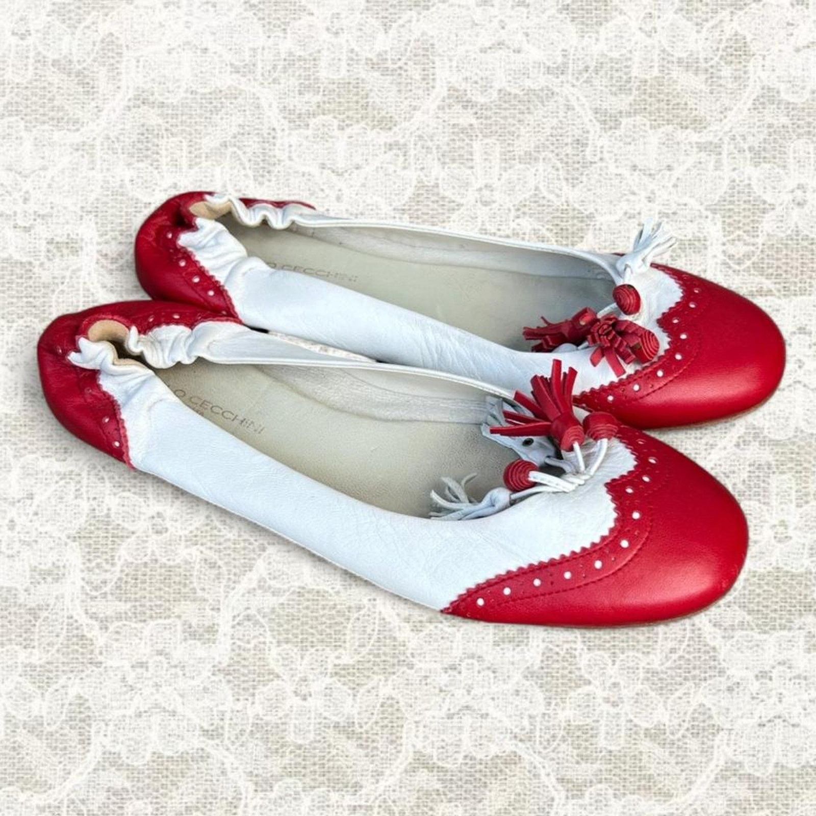 Other red and white spectator ballet flats with tassels Size US 9 / IT 39 - 1 Thumbnail