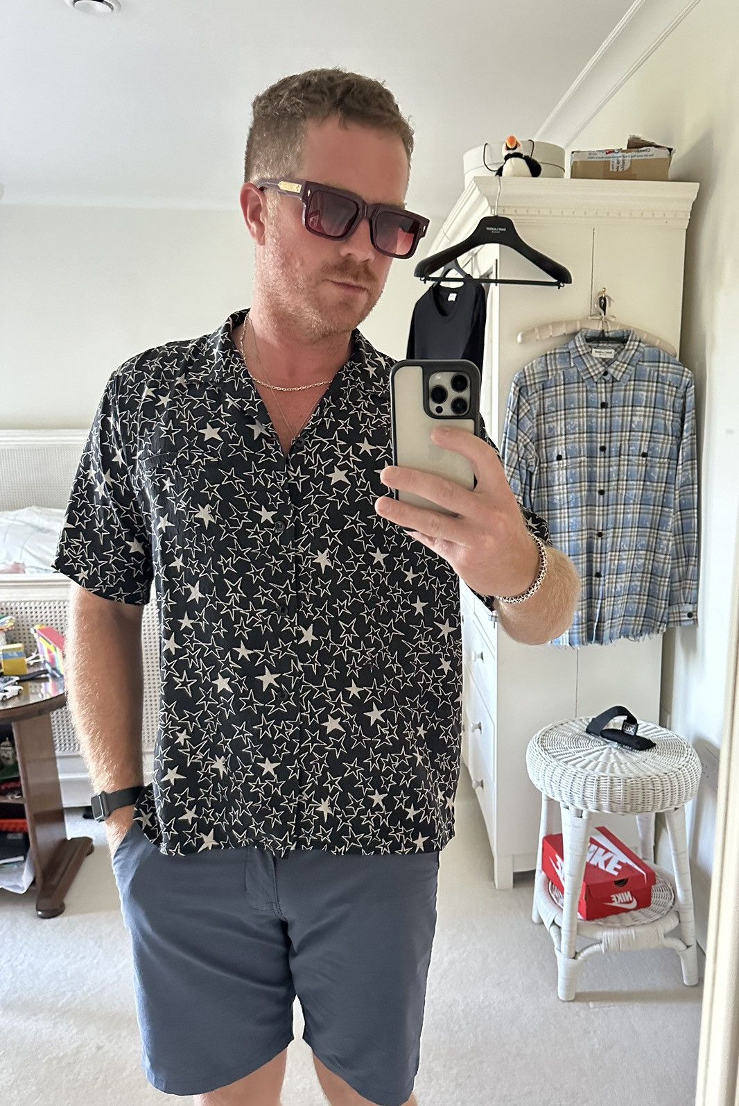 Saint Laurent Paris SS20 Saint Laurent star silk camp shirt Hawaiian 42 short Size US L / EU 52-54 / 3 - 7 Thumbnail