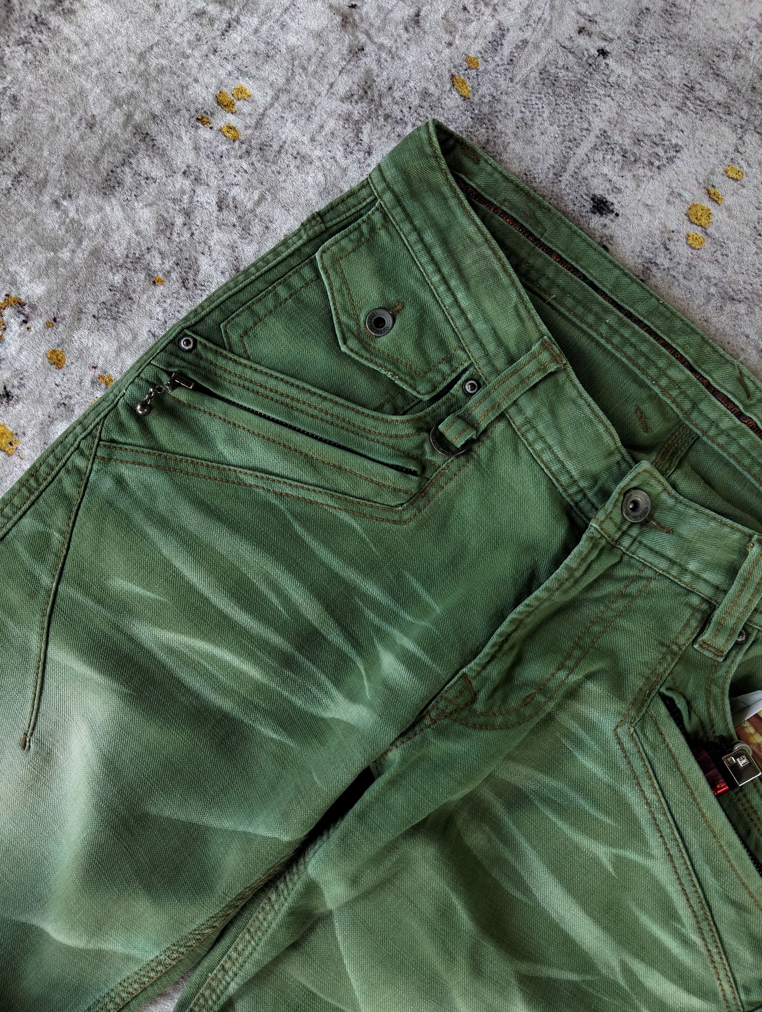 Nicole Club Nicole Club For Men Slim Green Whiskers Low Rise Jeans Size US 31 - 6 Thumbnail