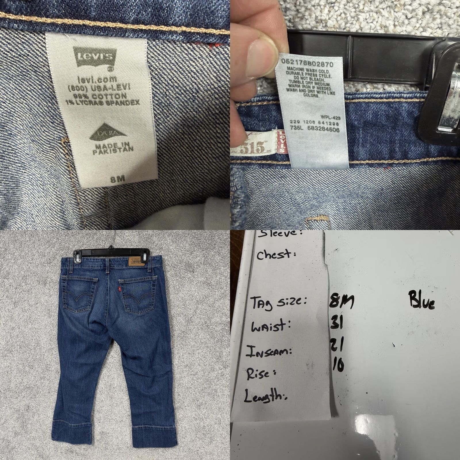 Levi's Levi's 515 Capri Jeans Women 8M 31x21 Medium Blue Denim 5-Pocket Stretch Capri Crop 515 Low Rise Quarter Buckle Hem Vintage No Size 30" / US 8 / IT 44 - 8 Thumbnail