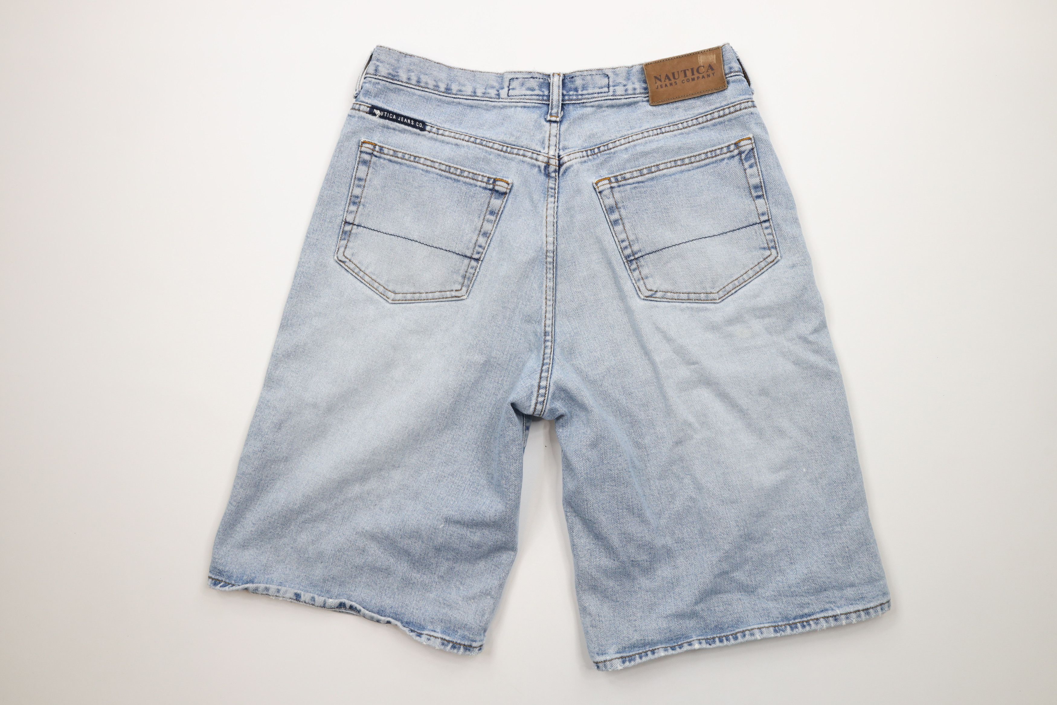 Nautica × Vintage Vintage 90s Nautica Spell Out Baggy Denim Jean Shorts Jorts Size US 32 / EU 48 - 9 Thumbnail