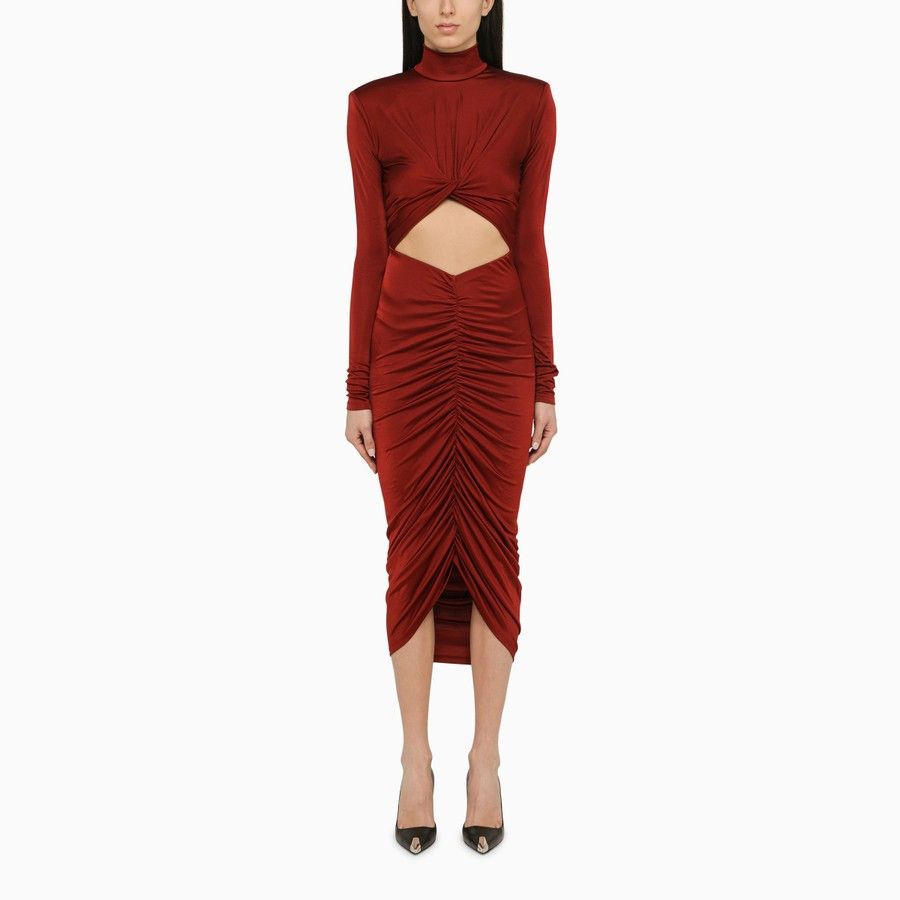 THE ANDAMANE o1d2blof1024 Midi Dress In Red Size XS / US 0-2 / IT 36-38 - 1 Thumbnail