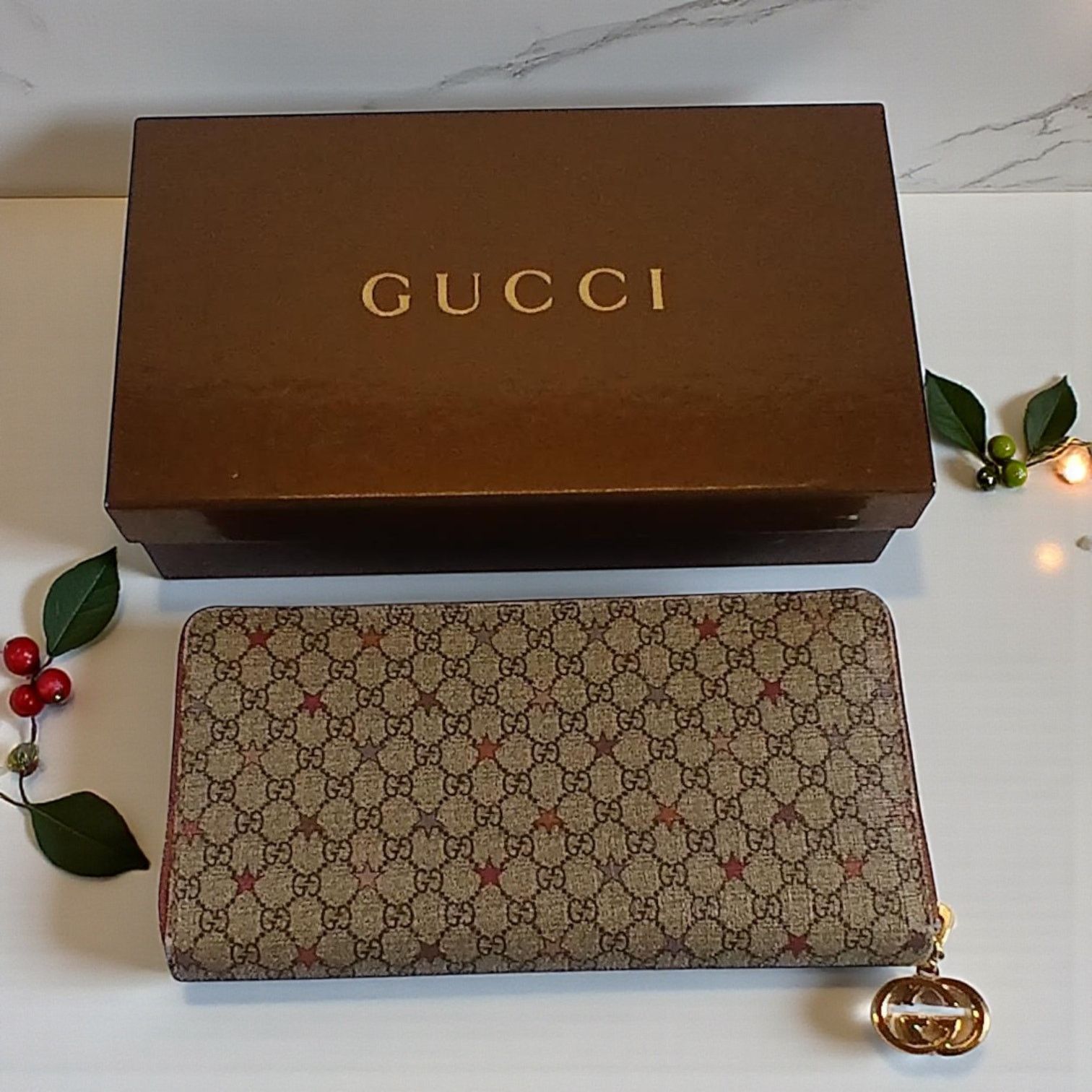 Gucci Gucci Micro GG Star Supreme Coated Canvas Zip Around Wallet Size ONE SIZE - 2 Thumbnail