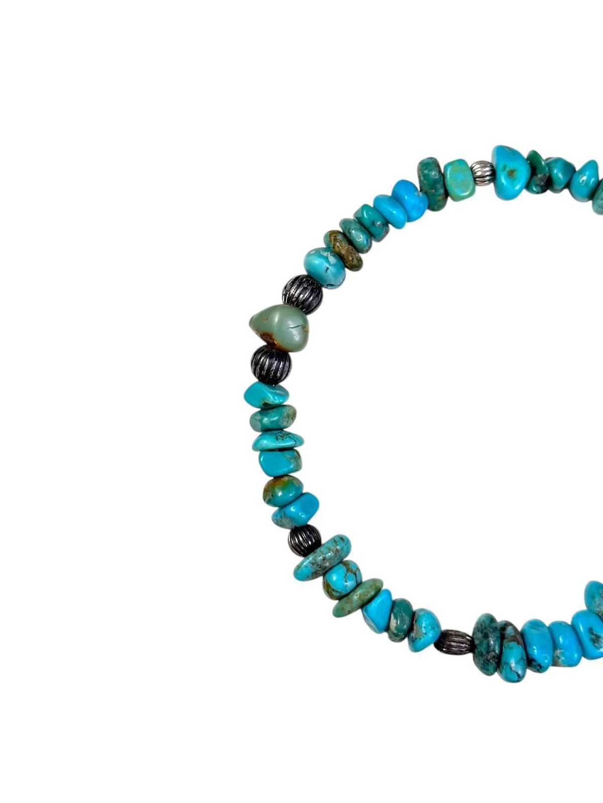 Vintage TURQUOISE AND STERLING SILVER BEADS WITH INDIAN HEAD CLASP Size ONE SIZE - 8 Thumbnail