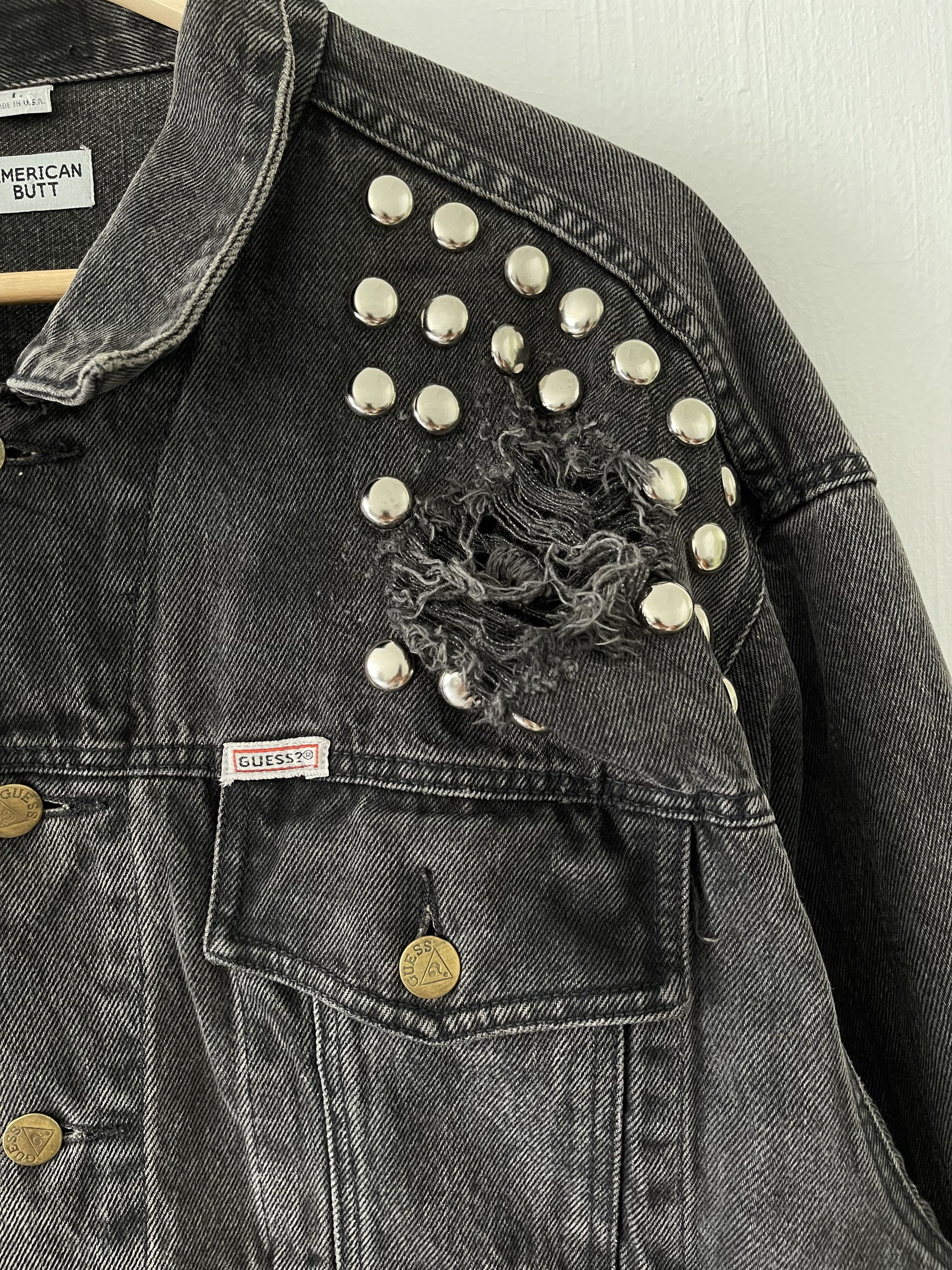 Guess × Vintage VINTAGE GUESS DESTROYED BLACK DENIM JACKET Size US L / EU 52-54 / 3 - 10 Thumbnail