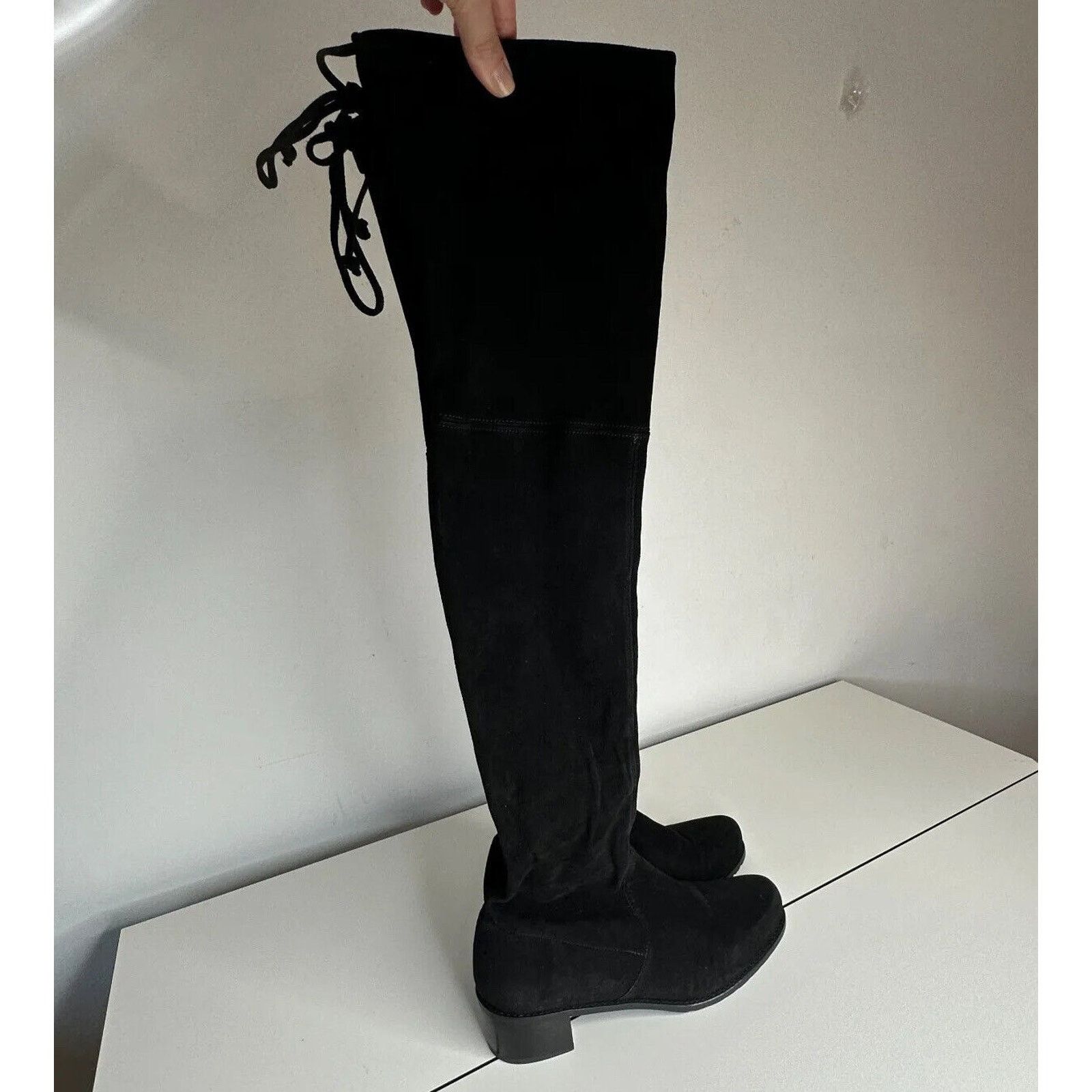 Stuart Weitzman Stuart Weitzman Black Suede Lowland Flat Heel Laceup Boots 7 Size US 7 / IT 37 - 4 Thumbnail