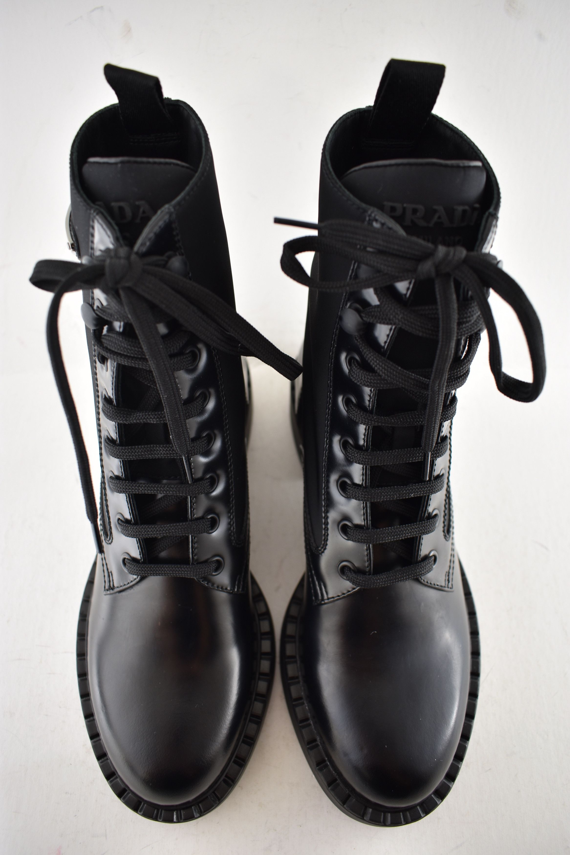 Prada Prada Black Lace Up Combat Military Ankle Mid Calf Boot 36.5 Size US 6.5 / IT 36.5 - 7 Thumbnail