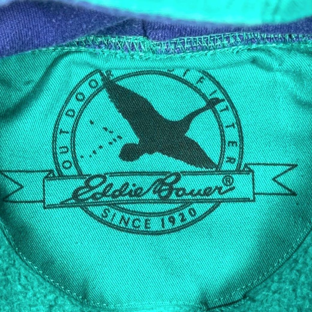 Eddie Bauer VINTAGE Eddie Bauer Sweater Shirt Adult MEDIUM Green Purple Quilted Hoodie Outdoor Y2K Size US M / EU 48-50 / 2 - 5 Thumbnail