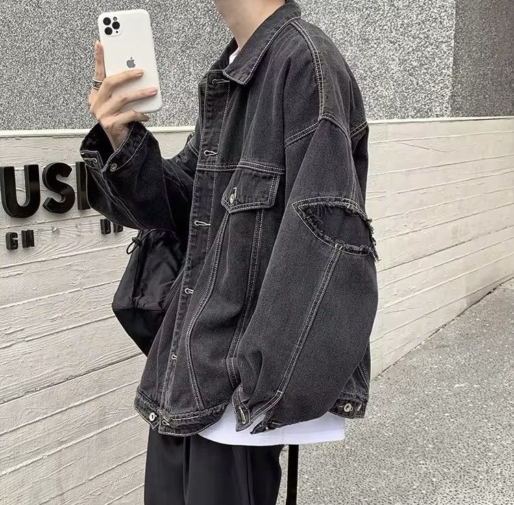 Jean Retro Black Oversized Harajuku Denim Jacket Size US L / EU 52-54 / 3 - 2 Thumbnail