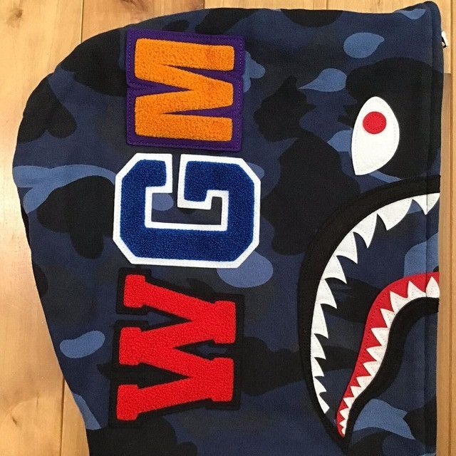 Bape BAPE Blue camo x navy shark full zip hoodie a bathing ape Size US M / EU 48-50 / 2 - 5 Thumbnail