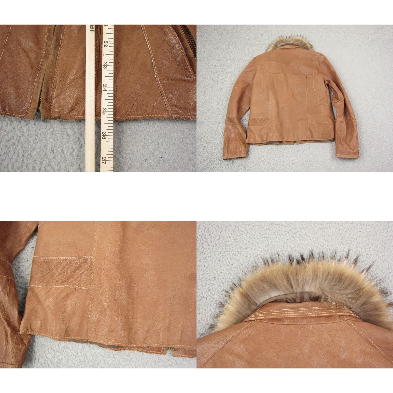 Vintage ANA Leather Jacket Womens Medium Brown Full Zip Bomber 90s Jacket Mens Womens Boys Girls Size M / US 6-8 / IT 42-44 - 9 Thumbnail
