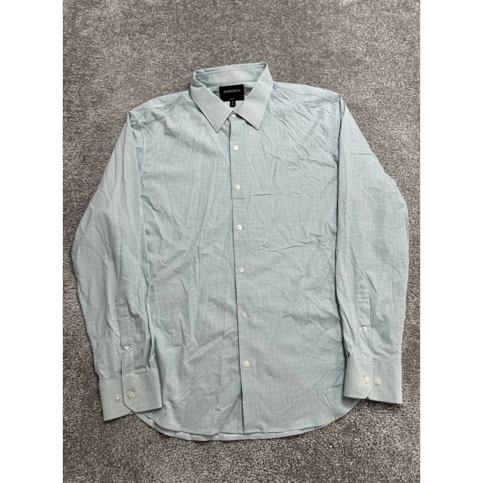 Bonobos Bonobos Slim Fit Shirt Mens XL Green Nylon Stretch Button Front Collared Weekend Size US XL / EU 56 / 4 - 2 Thumbnail