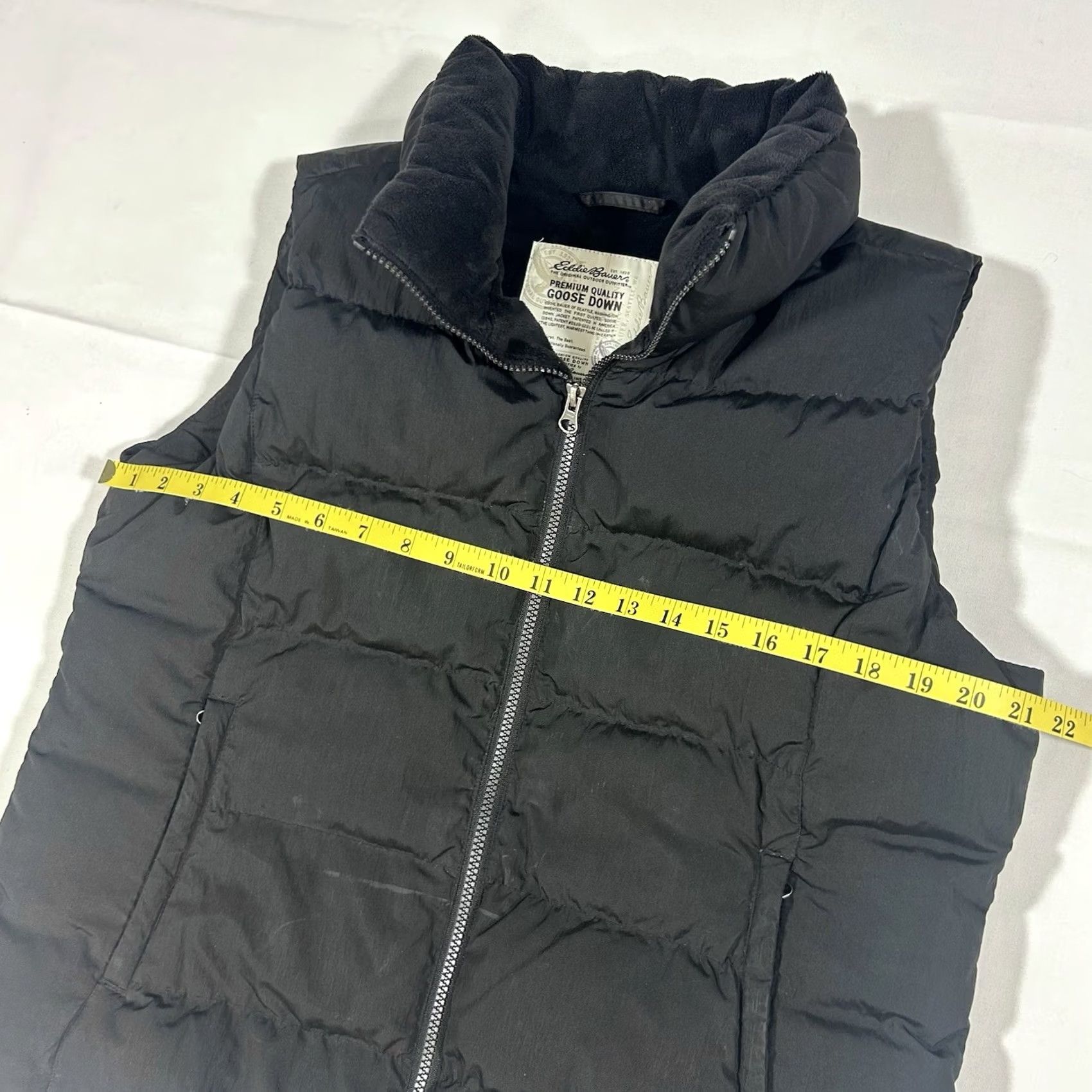 Eddie Bauer Womens L Vest goose down Puffer Zip Up Sherpa Lined