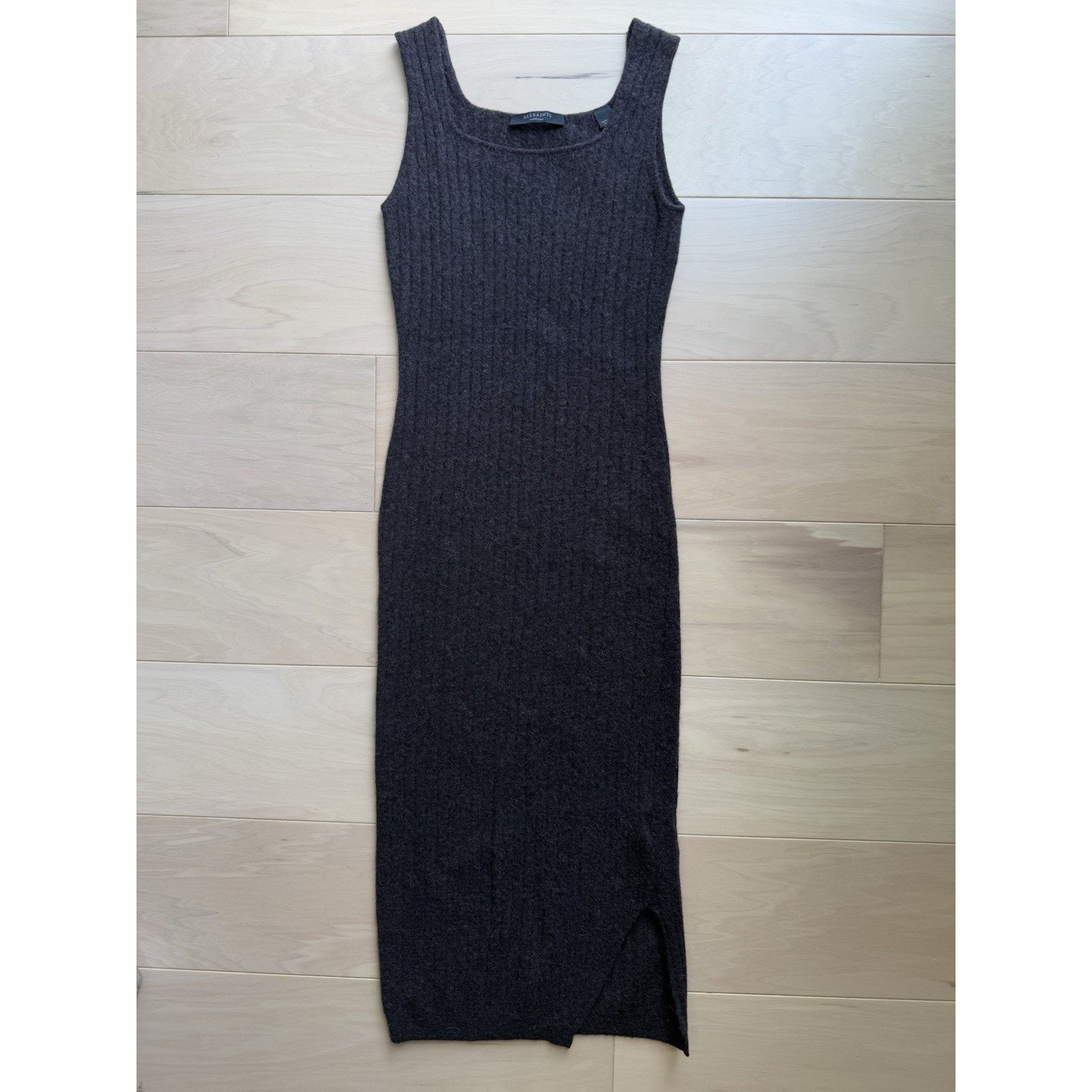 Allsaints × Designer All Saints Midi Wool Dress Women's Medium Brown Casual Glam Size M / US 6-8 / IT 42-44 - 2 Thumbnail