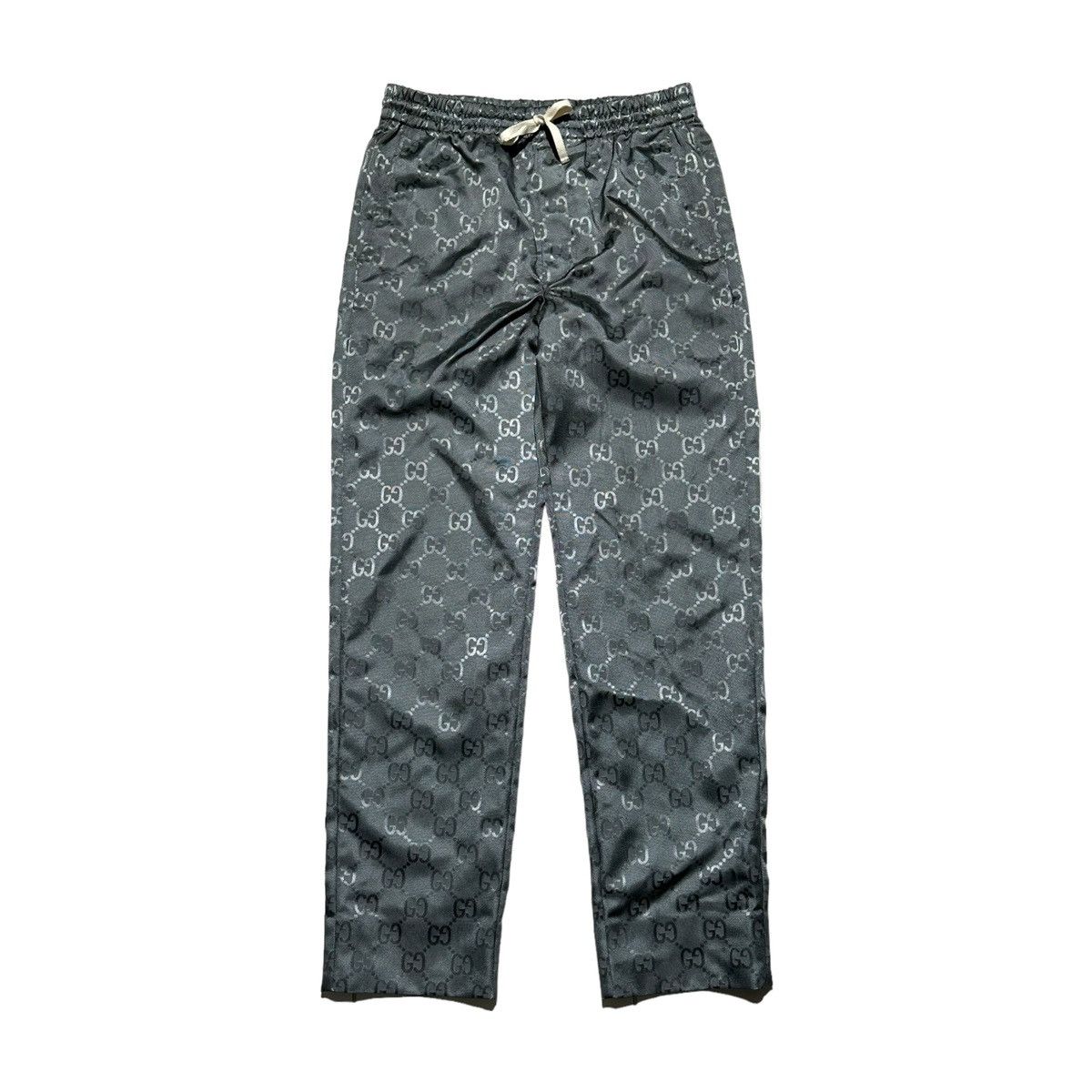 image of Gucci Adjustable Monogram Logo Jacquard Pants in Dark Green, Men's (Size 31)