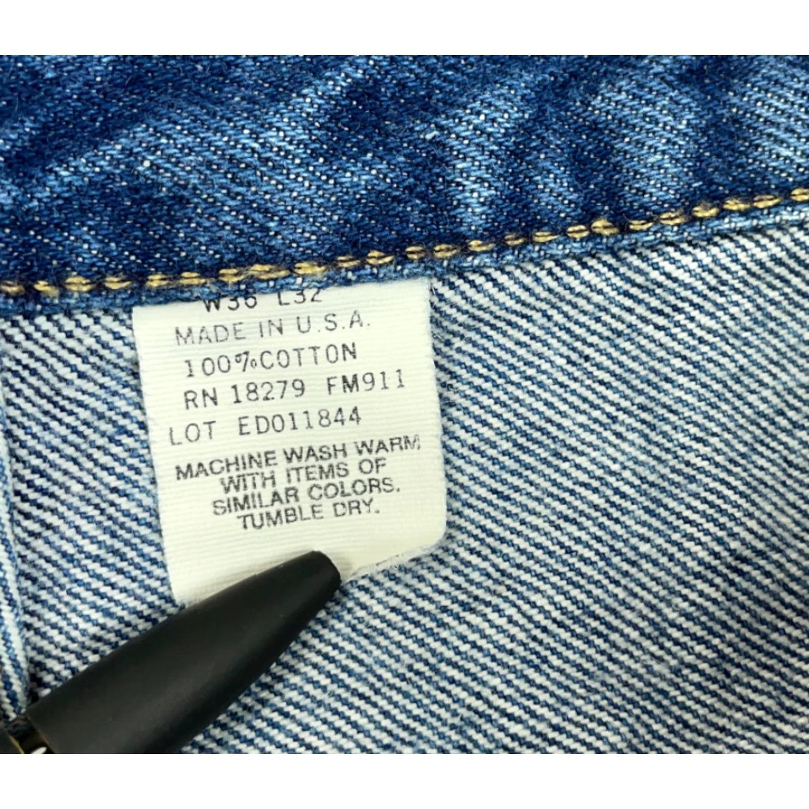 Denime VINTAGE Kabos Denim Jeans Men 32 x 30 Blue 90s Faded Tapered Leg USA Made Regular Rise 10-12 Zip Size US 32 / EU 48 - 6 Thumbnail