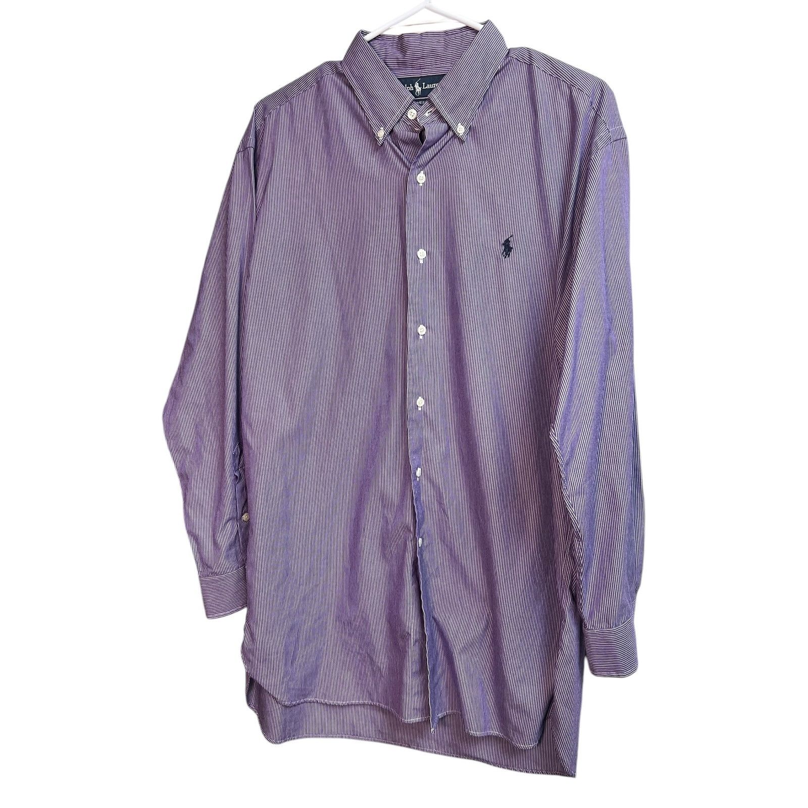Ralph Lauren Ralph Lauren McMeel Cotton Purple Striped Button Front Men's Size US L / EU 52-54 / 3 - 1 Thumbnail