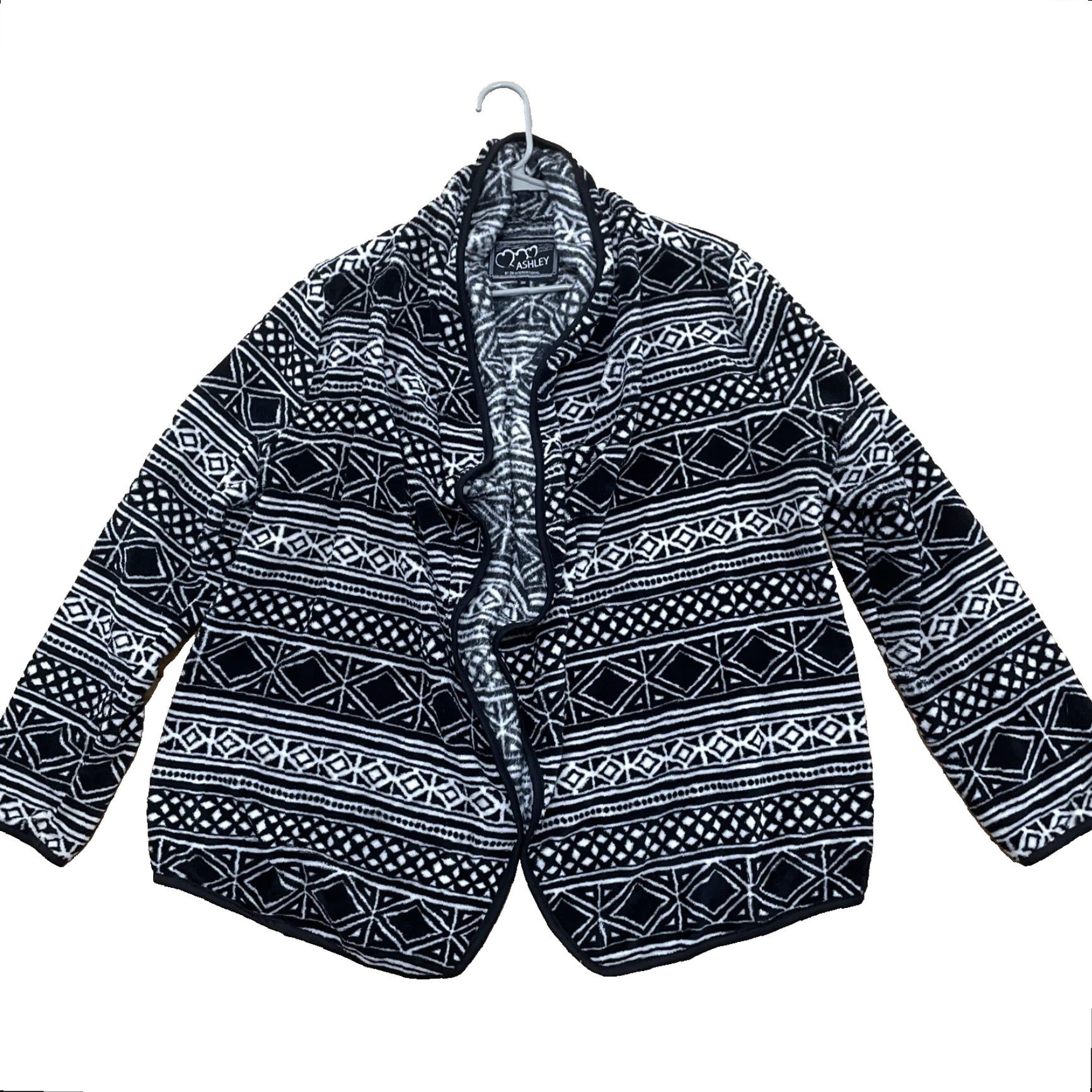 Vintage VINTAGE Ashley Open Fleece Wrap Women 3X Geometric Black White Southwestern Cardigan Size XXL / US 16-18 / IT 52-54 - 2 Thumbnail