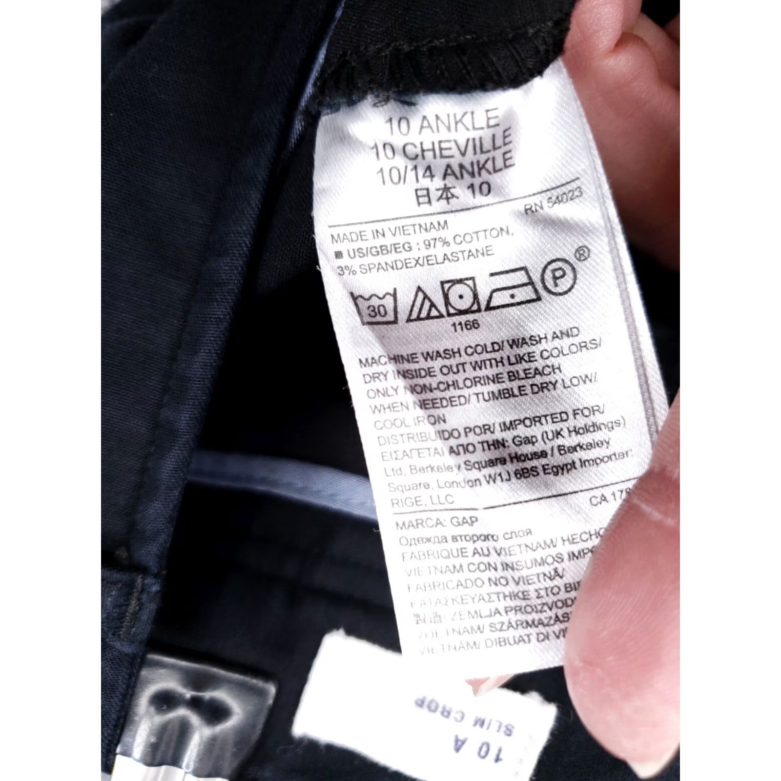 Gap Gap Pants Womens 10 Black Chino Mid-Rise Straight Slim Crop Ankle Flat Front Size 24" / US 00 / IT 34 - 5 Thumbnail