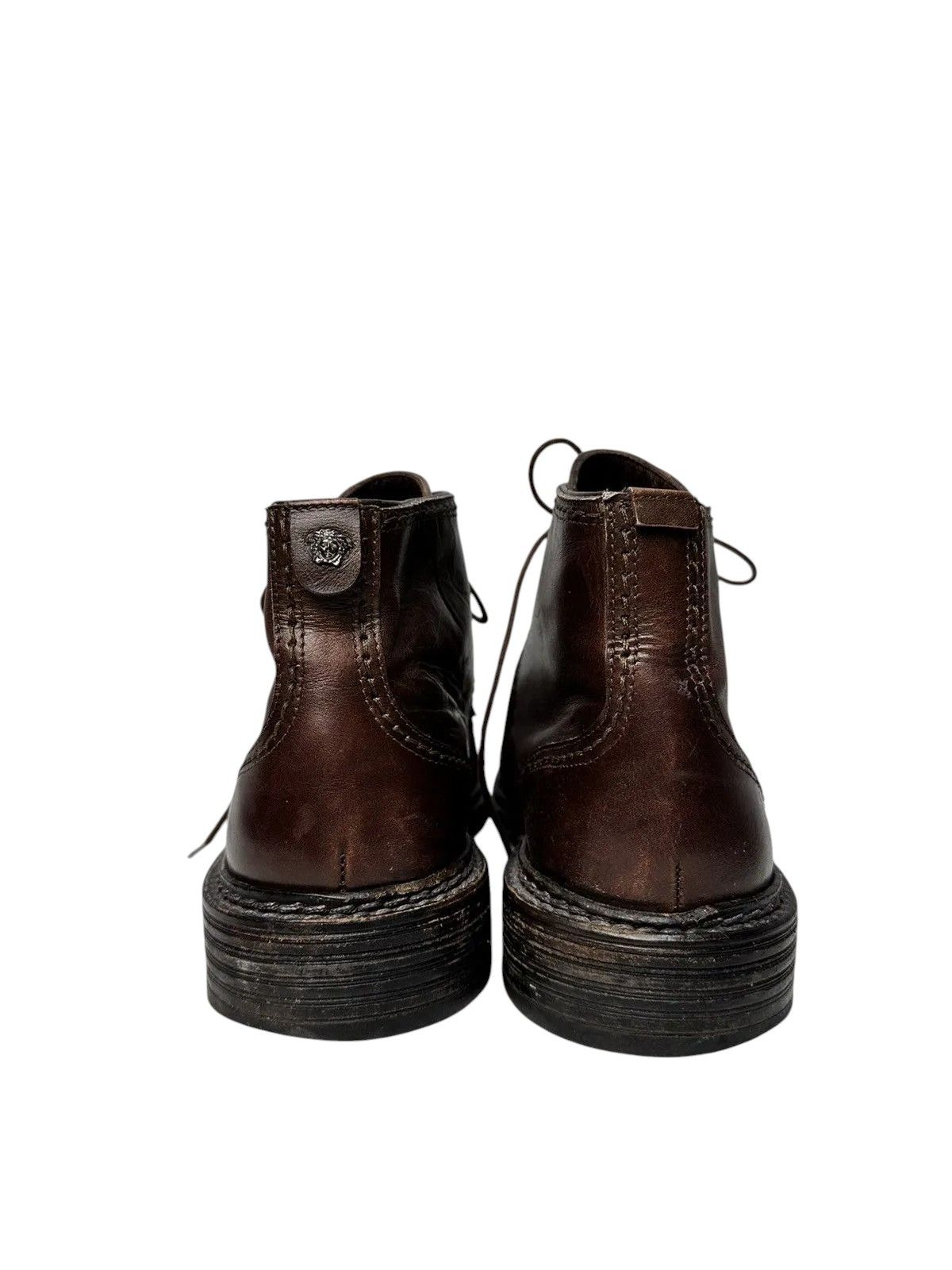 14th Addiction Vintage Gianni Versace brown leather boots lace-up handmade Size US 7.5 / EU 40-41 - 8 Thumbnail