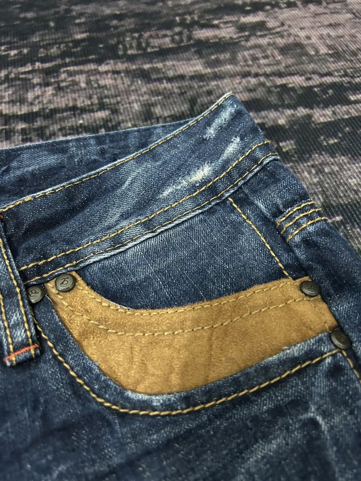 Tornado Mart Lolita Mud Clawmark Leather Pocket Back Flare Jeans Size US 30 / EU 46 - 10 Thumbnail
