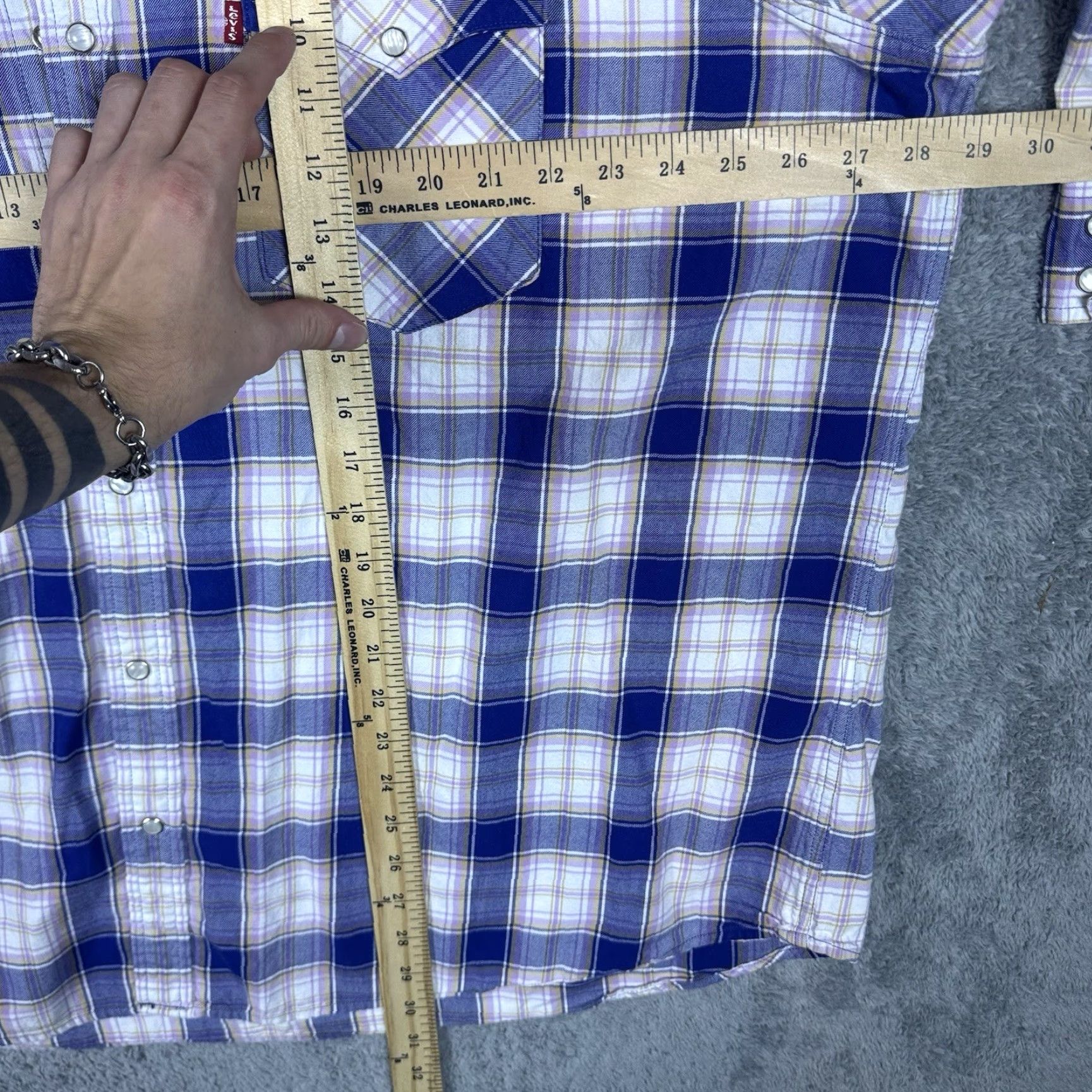 Levi's Levi's Pearl Snap Shirt Mens 3XL Plaid Flannel Colorful Western Rockabilly Rodeo Button-Up 58in Chest Mens Clothing Size US XXL / EU 58 / 5 - 6 Thumbnail