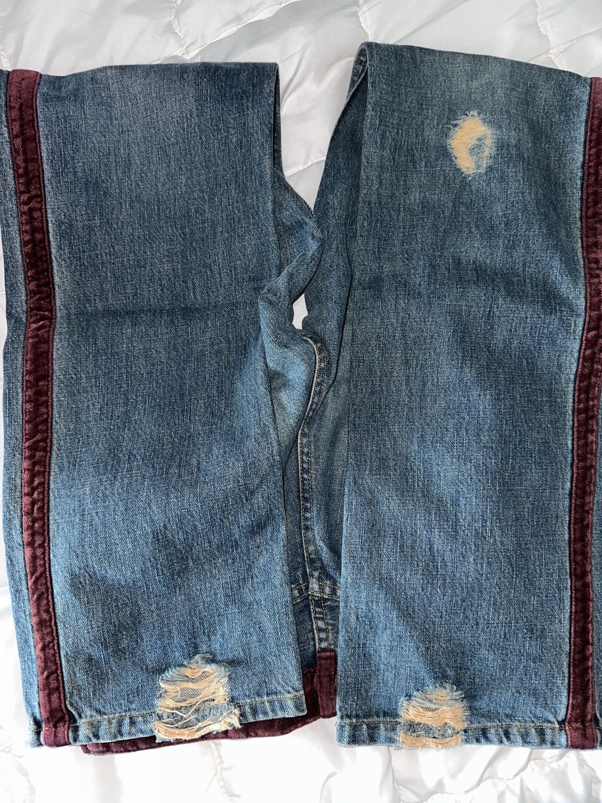 Undercover undercover 02aw witch’s cell division velour strripe denim Size US 28 / EU 44 - 3 Thumbnail