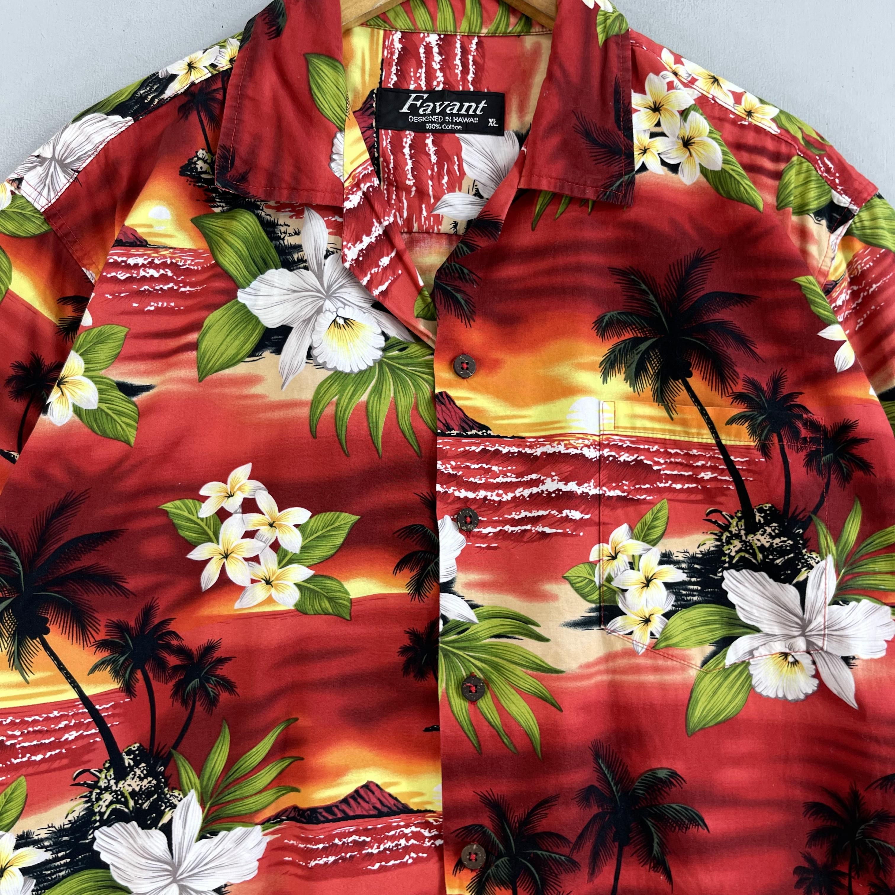 Vintage Vintage FAVANT Hawaii Island Beach Tropical Motive Shirt Size US XL / EU 56 / 4 - 2 Thumbnail