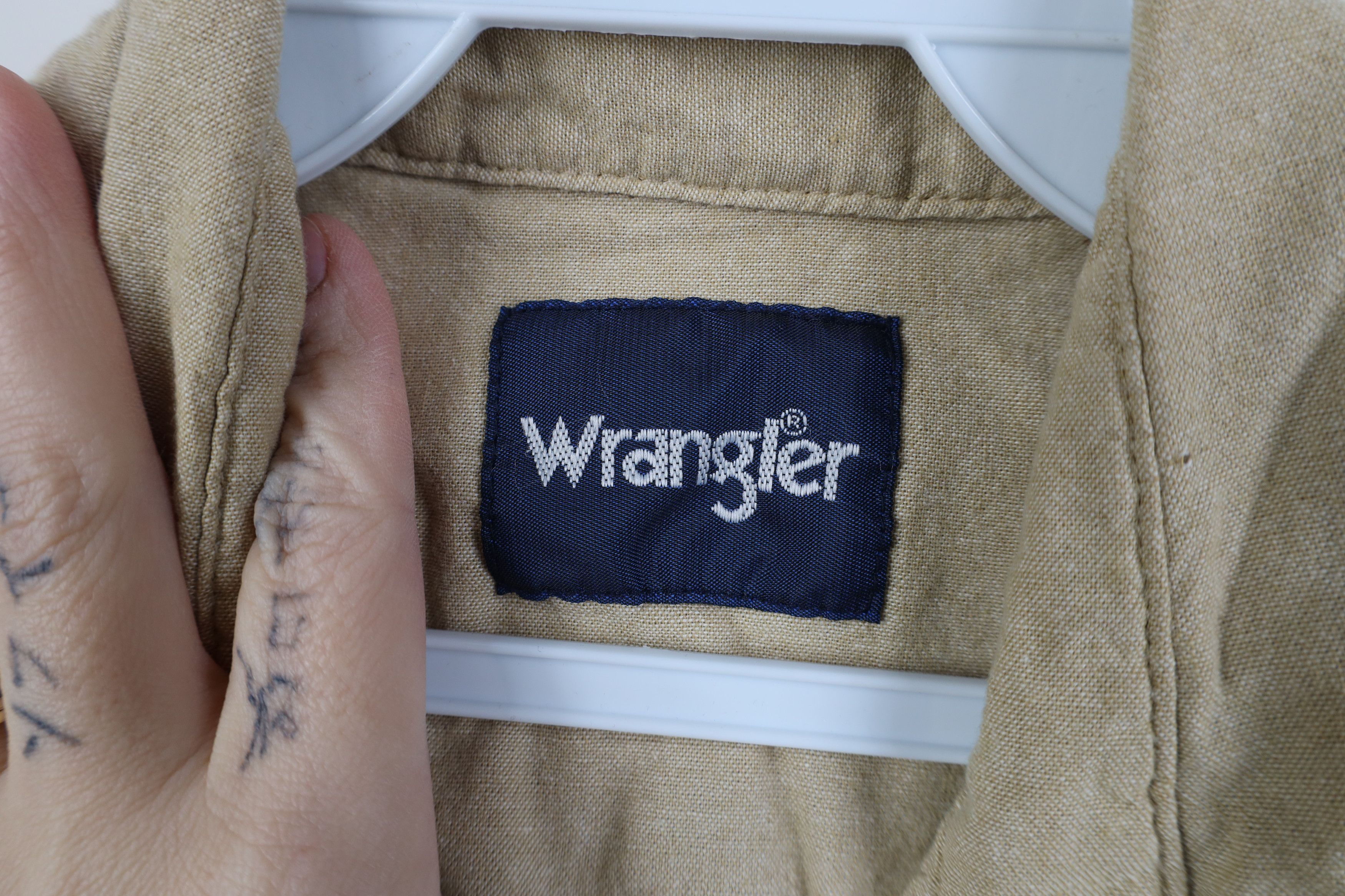 Wrangler Vintage 90s Wrangler Cowboy Snap Button Collared Shirt Beige Size US M / EU 48-50 / 2 - 6 Thumbnail