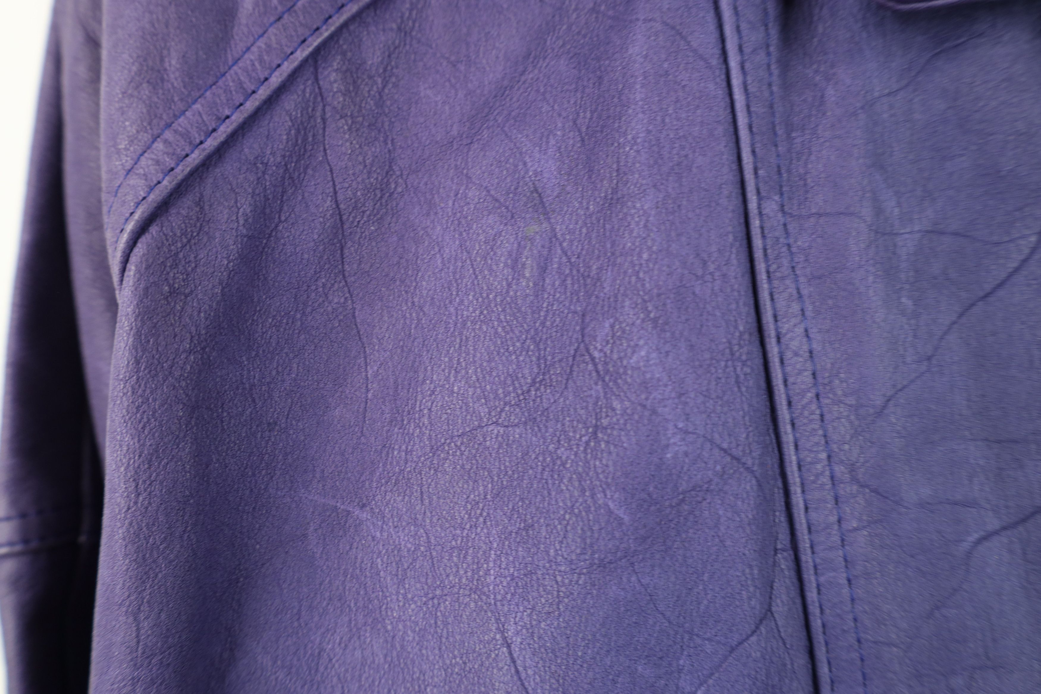 Vintage Vintage 90s Streetwear Belted Leather Bomber Jacket Purple Size M / US 6-8 / IT 42-44 - 7 Thumbnail