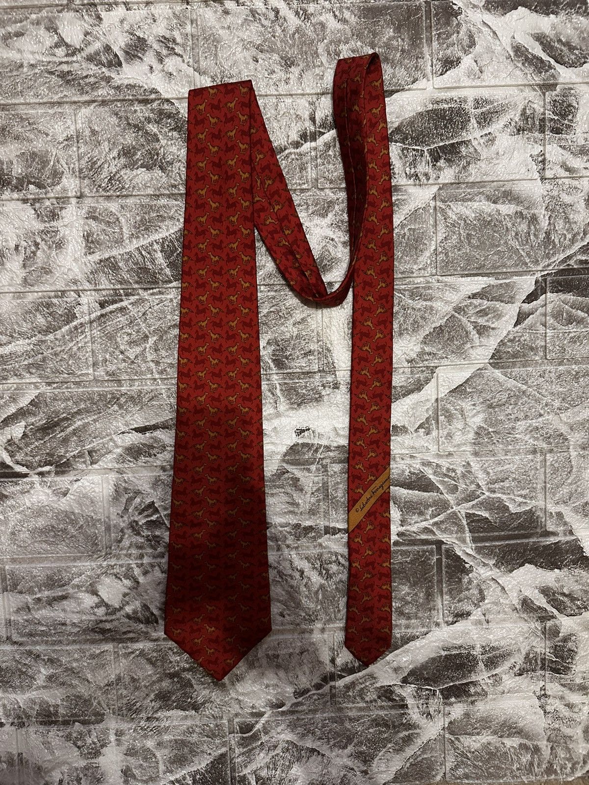Salvatore Ferragamo Salvatore Ferragamo 100% Silk Tie Geometric Print Rad Italy Size ONE SIZE - 1 Thumbnail