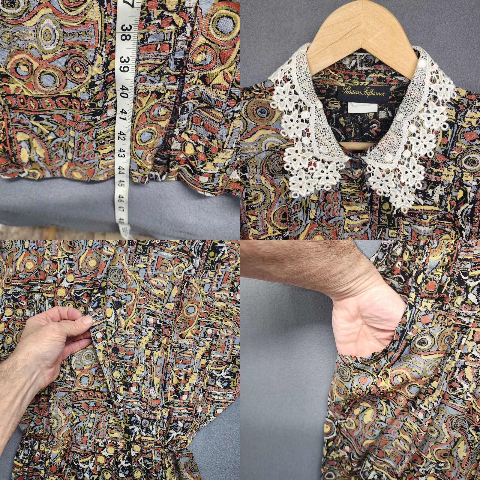 Vintage VINTAGE Positive Influence Dress Dolman Sleeve Pockets Midi Button Front Size S Womens Brown Classic Cottage 80s 90s Size S / US 4 / IT 40 - 8 Thumbnail