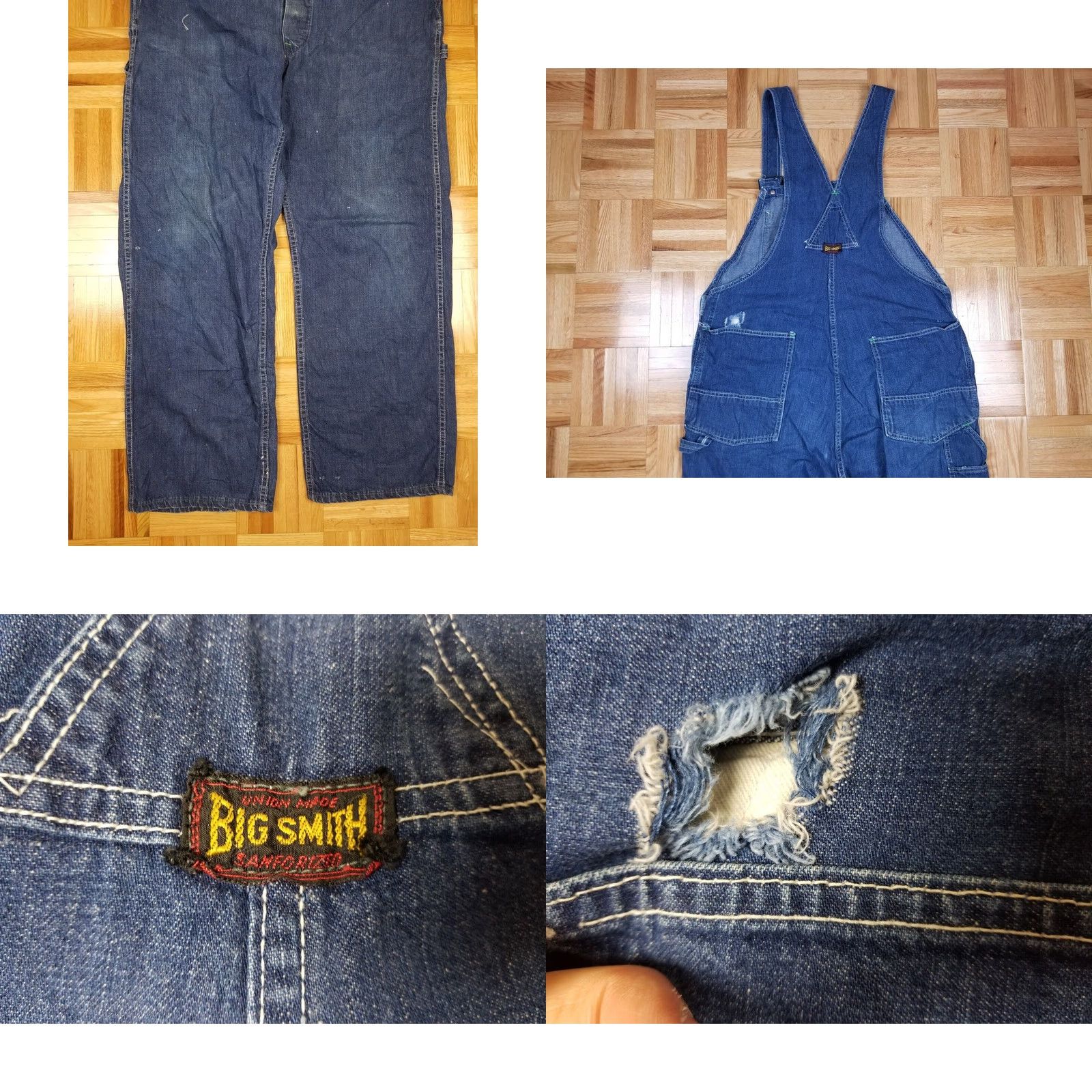 Vintage VINTAGE BIG SMITH SANFORIZED UNION MADE WORK DENIM OVERALL SZ 38 PANTS 38 BLUE JEANS MEN 60s Size US 38 / EU 54 - 8 Thumbnail