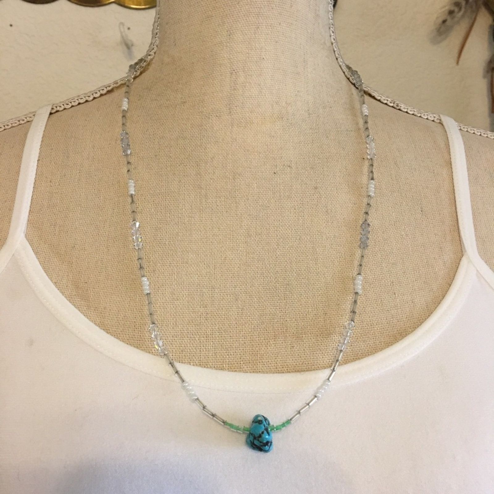 Jewelry Boutique handcrafted rough turquoise bead necklace Size ONE SIZE - 1 Thumbnail