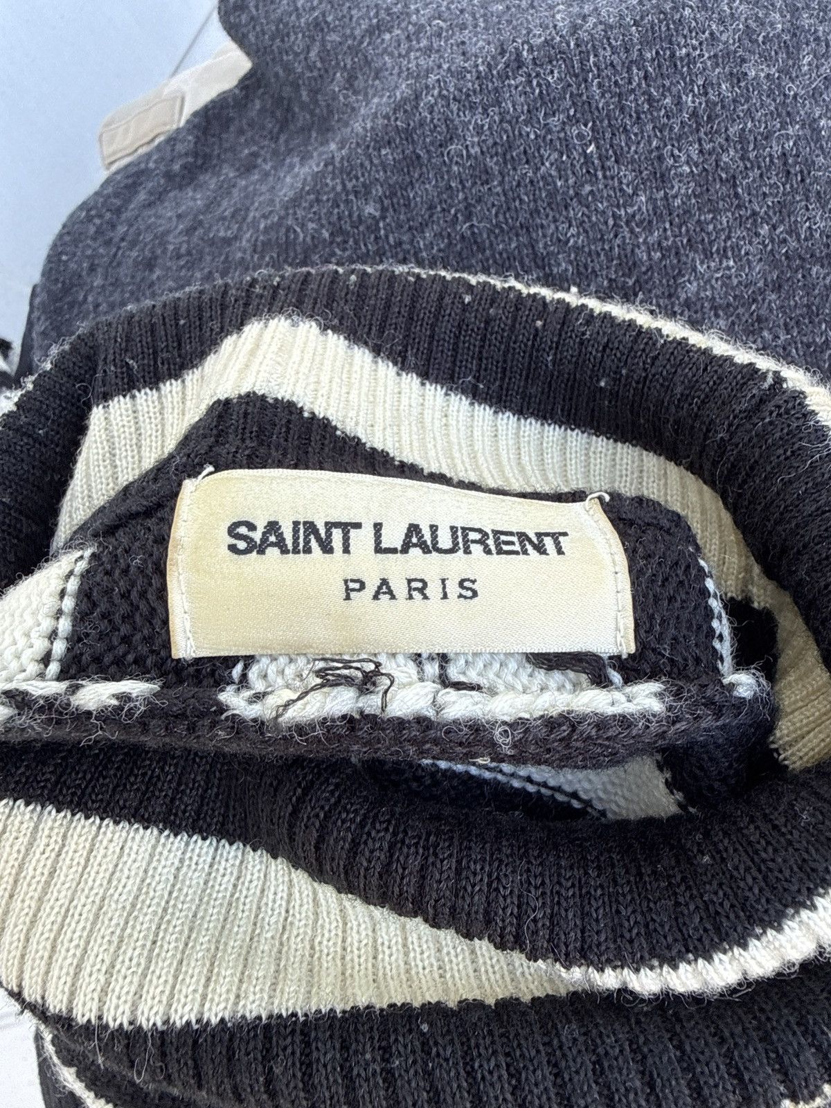 Saint Laurent Paris Hedi slimane black white striped turtleneck turtle neck Size US M / EU 48-50 / 2 - 4 Thumbnail