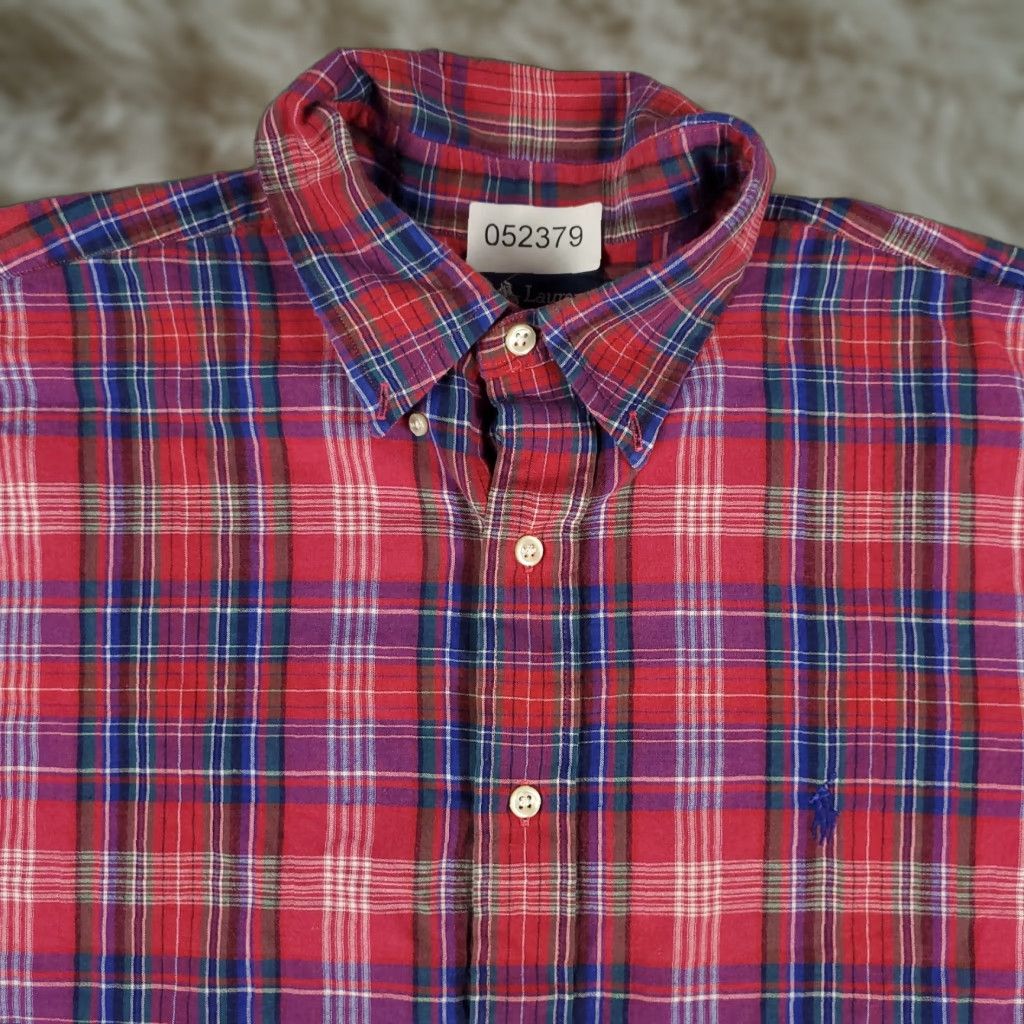 Ralph Lauren Ralph Lauren Shirt Mens Large Red Blue Plaid Button-Up Short Sleeve Cotton Casual Modern Size US L / EU 52-54 / 3 - 1 Thumbnail