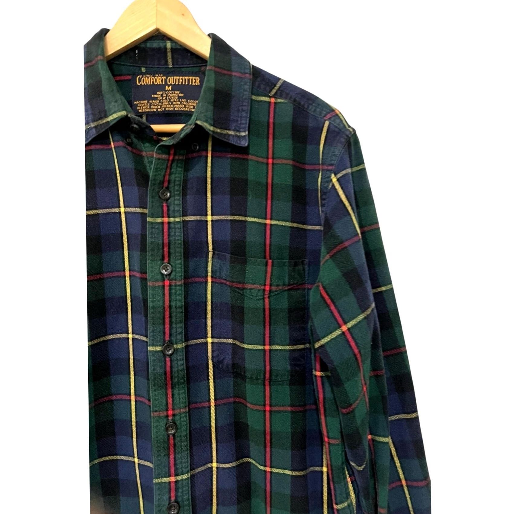 Vintage VINTAGE Shirt Men's Scotch Plaid Flannel Button Up Green Navy 90s Cotton M Mens Size US M / EU 48-50 / 2 - 2 Thumbnail