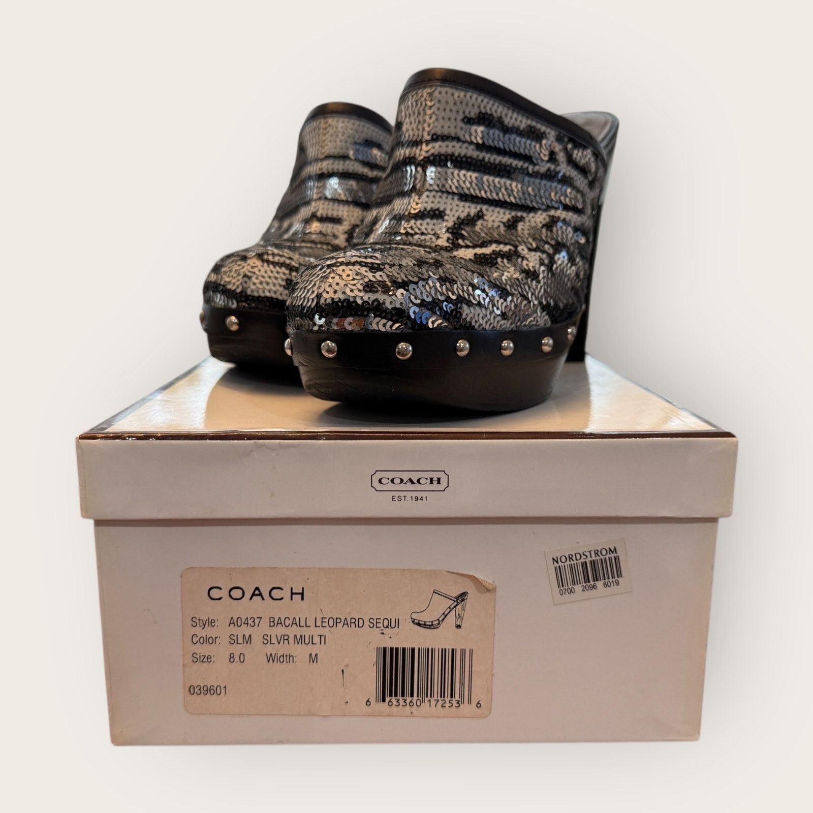 Coach Vintage Coach Bacall Leopard Sequin Platform Clogs Size US 8 / IT 38 - 1 Thumbnail