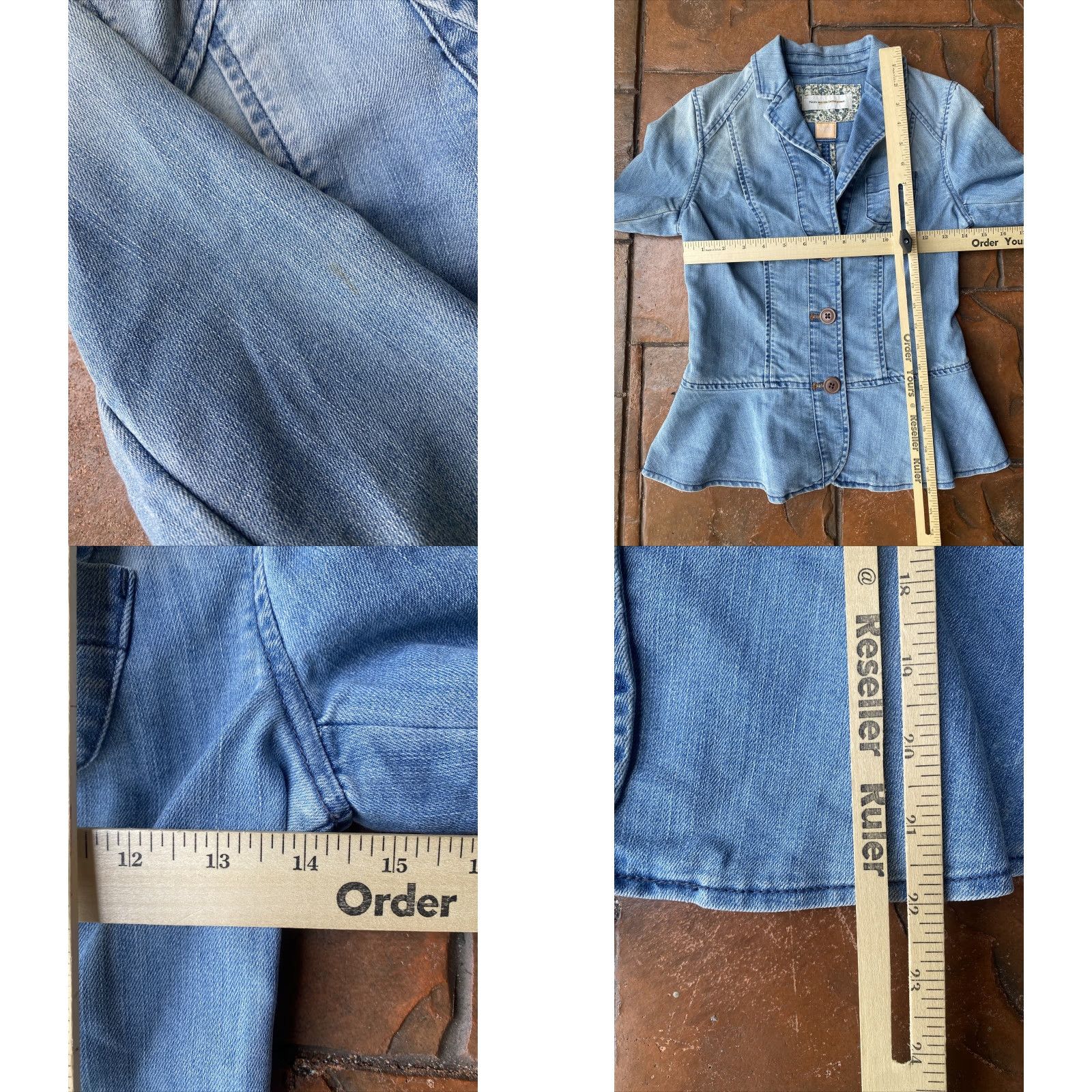 Vintage VINTAGE Anthropologie Pilcro and the Letterpress Women's Jean Denim Blazer JacketSize 0 Blue Ridged? Size 25" / US 0 / IT 36 - 8 Thumbnail