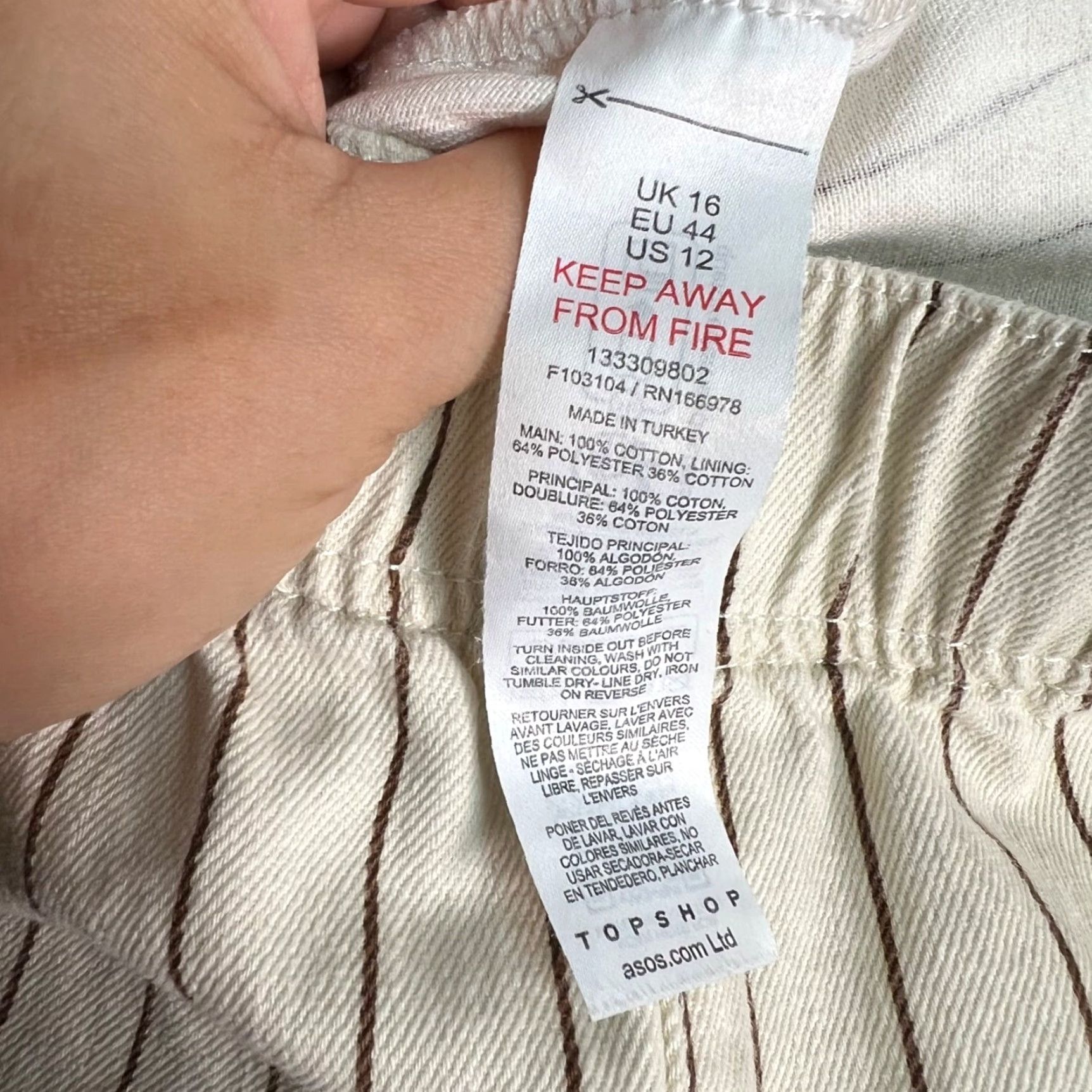 Topshop VINTAGE Topshop Pants 12 Cream Relaxed Fit Pinstripe Striped Trousers Pants Womens Size 34" / US 12 / IT 48 - 4 Thumbnail