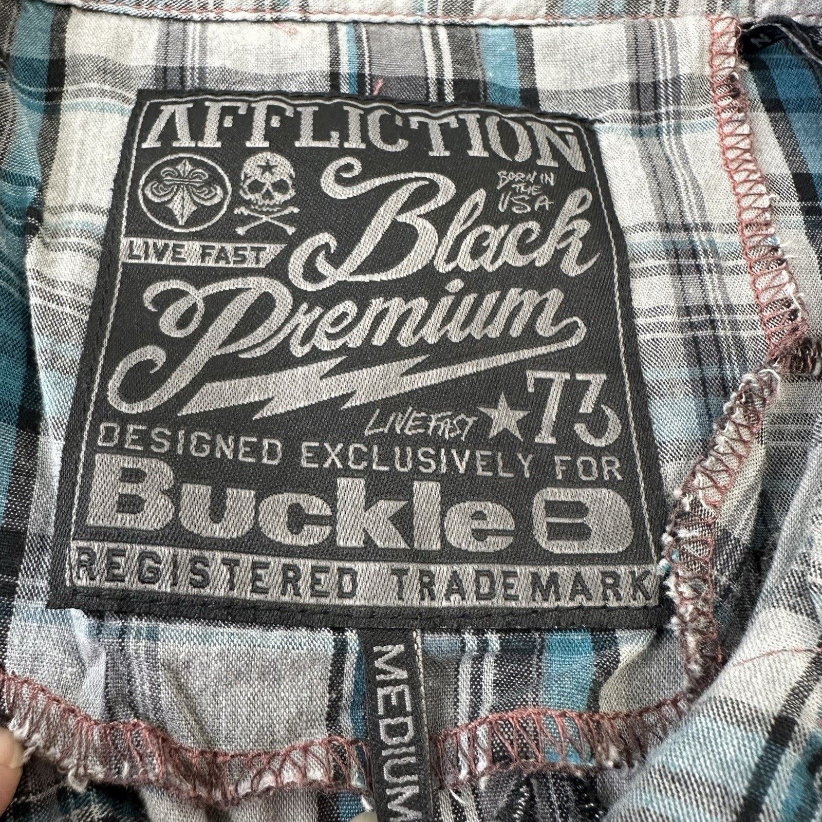 Affliction Affliction Black Premium Plaid Shirt XL Slim Fit Button Size US M / EU 48-50 / 2 - 10 Thumbnail