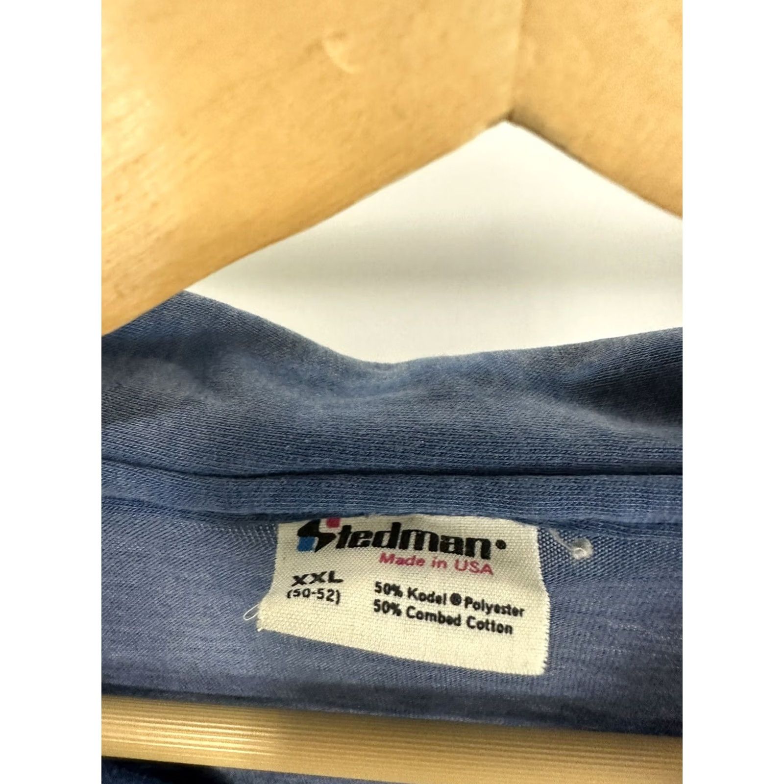 Vintage VTG 80s Stedman Gradient Sun Faded Paper Thin Worn Polo Blue WIP Work Shirt XXL Size US XXL / EU 58 / 5 - 3 Thumbnail