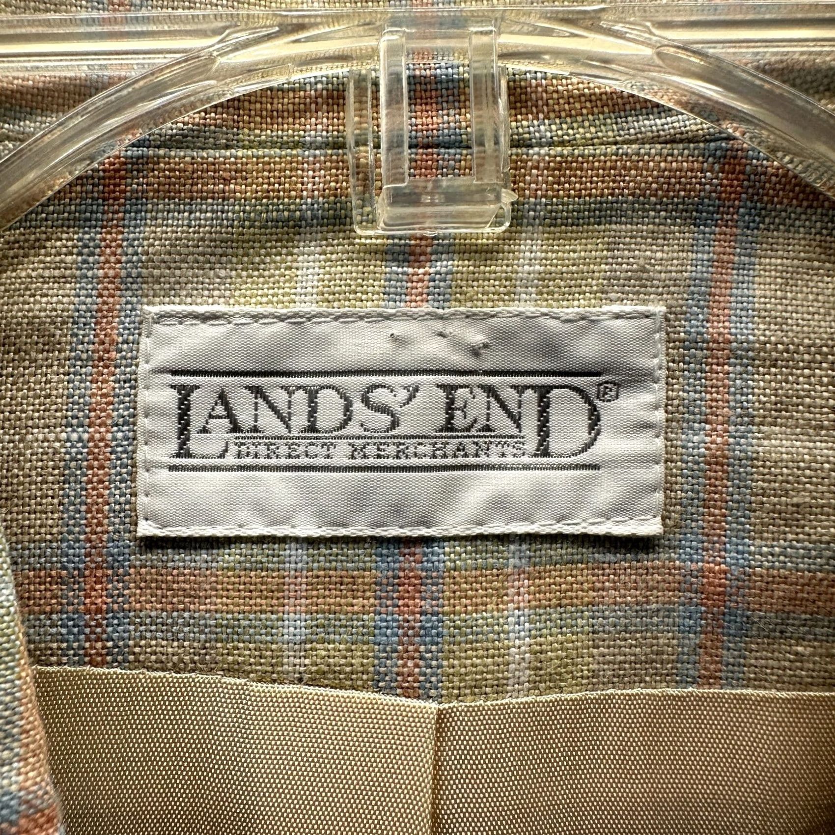 Lands' End Lands' End Jacket Womens Petite 4 Linen Plaid Blazer Coat Short Sleeve Button 80s Yellow Blue 100% Linen Ladies Mens? Size S / US 4 / IT 40 - 4 Thumbnail