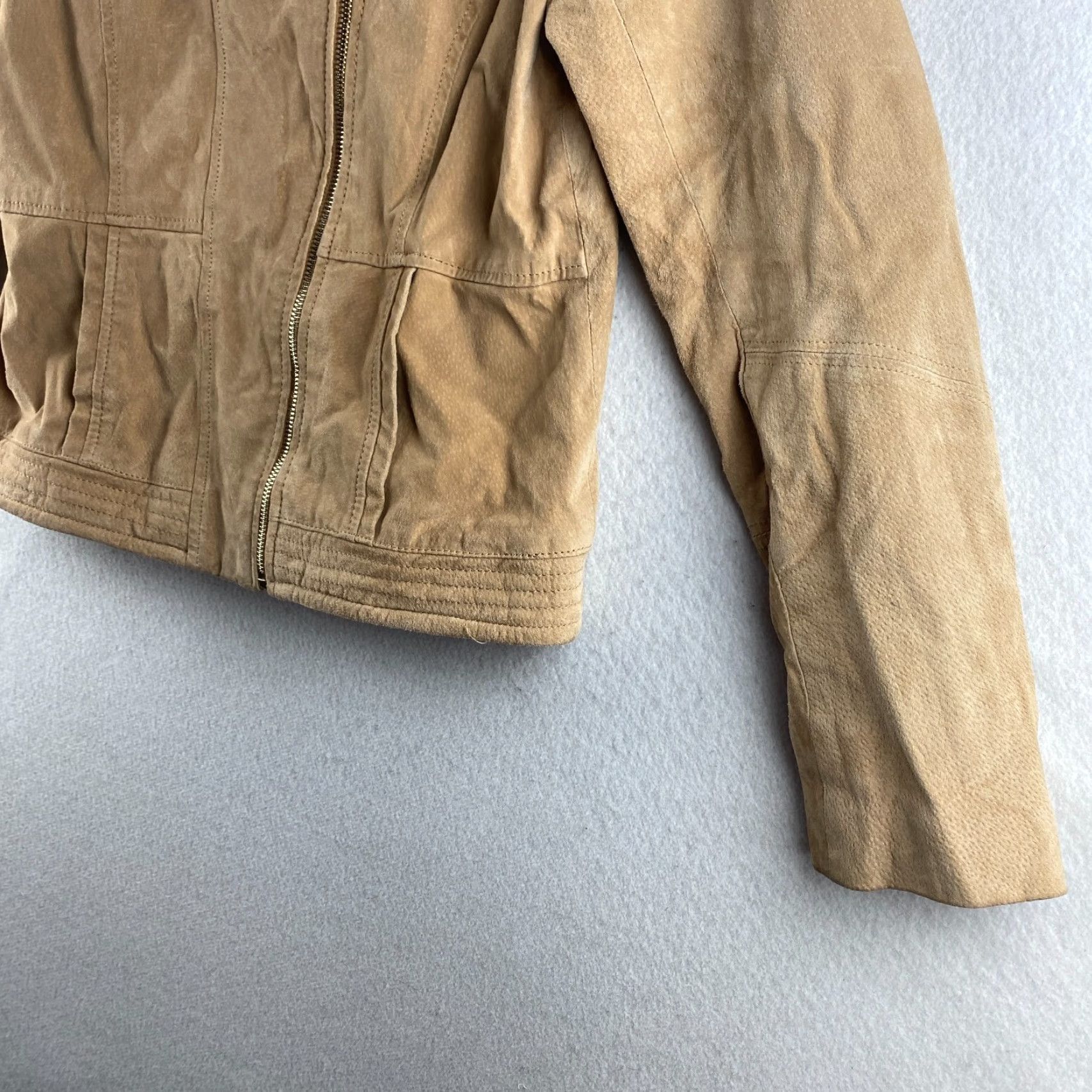 Vintage New York & Company Leather Jacket Womens M Beige Motorcycle Jacket Zip Size M / US 6-8 / IT 42-44 - 6 Thumbnail