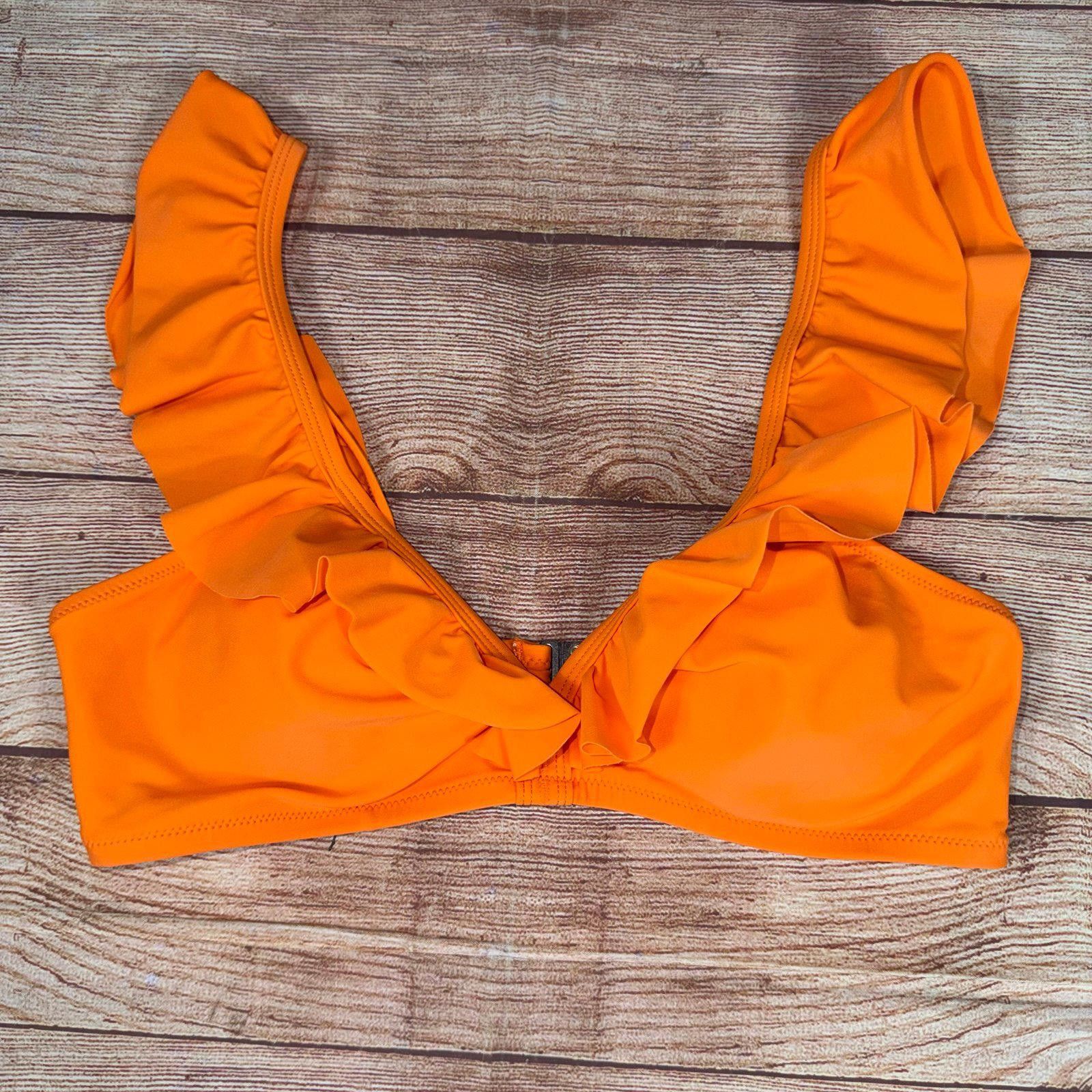 Other Large Orange Ruffled Bikini Top Size ONE SIZE - 1 Thumbnail