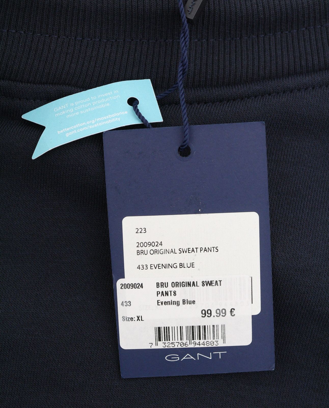 Gant XL Dark Navy Drawstring Waist Logo Sweatpants 87478 Size US 35 - 6 Thumbnail